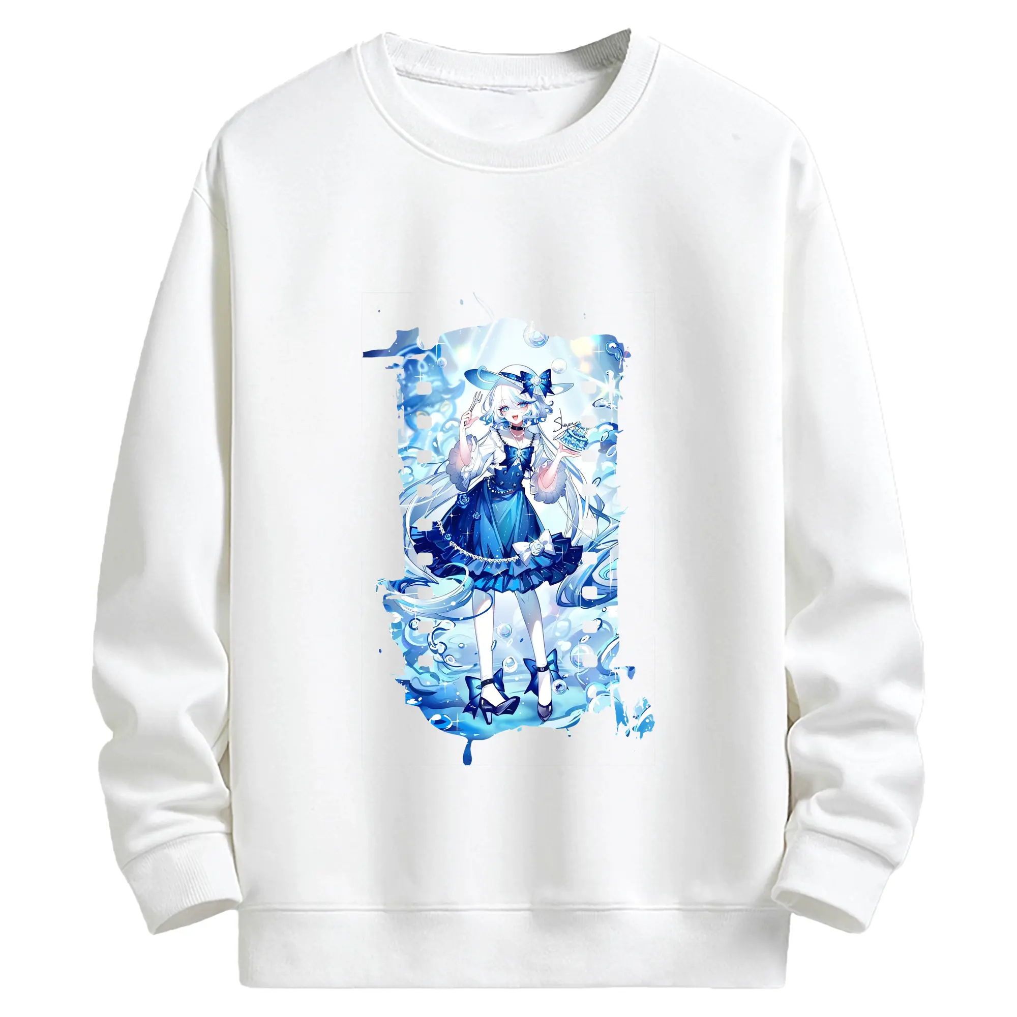 原 神 グッズ フリーナ - キッズ クルーネックスウェットシャツ ・ フロントプリント ・ 綿80％ ポリエステル20％ ・ 快適 通学 スポーツ 日常使い お散歩用