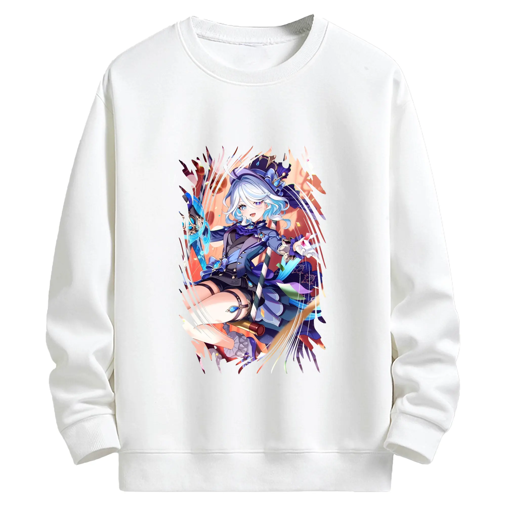 原 神 グッズ フリーナ - キッズ クルーネックスウェットシャツ ・ フロントプリント ・ 綿80％ ポリエステル20％ ・ 快適 通学 スポーツ 日常使い お散歩用