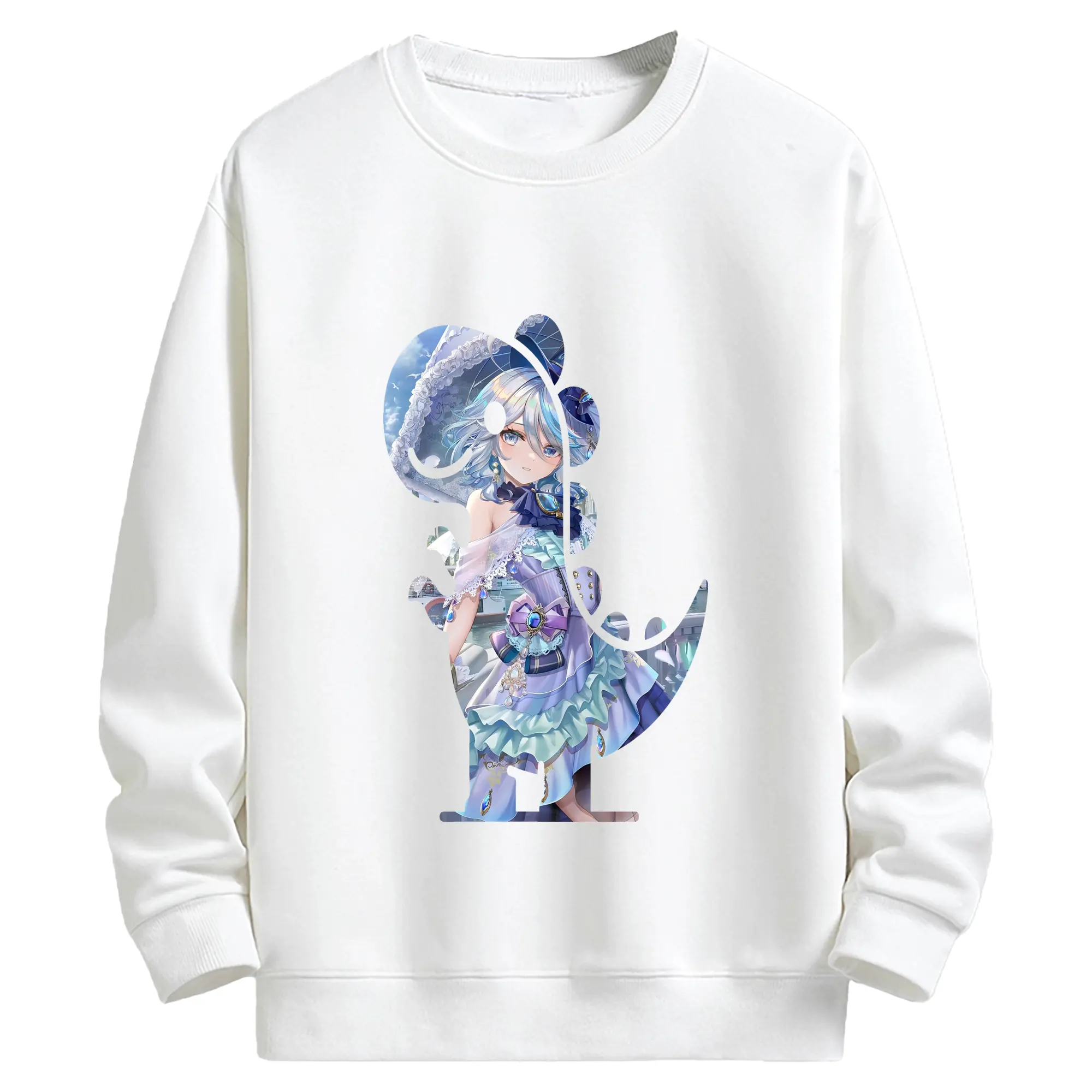 原 神 グッズ フリーナ - キッズ クルーネックスウェットシャツ ・ フロントプリント ・ 綿80％ ポリエステル20％ ・ 快適 通学 スポーツ 日常使い お散歩用