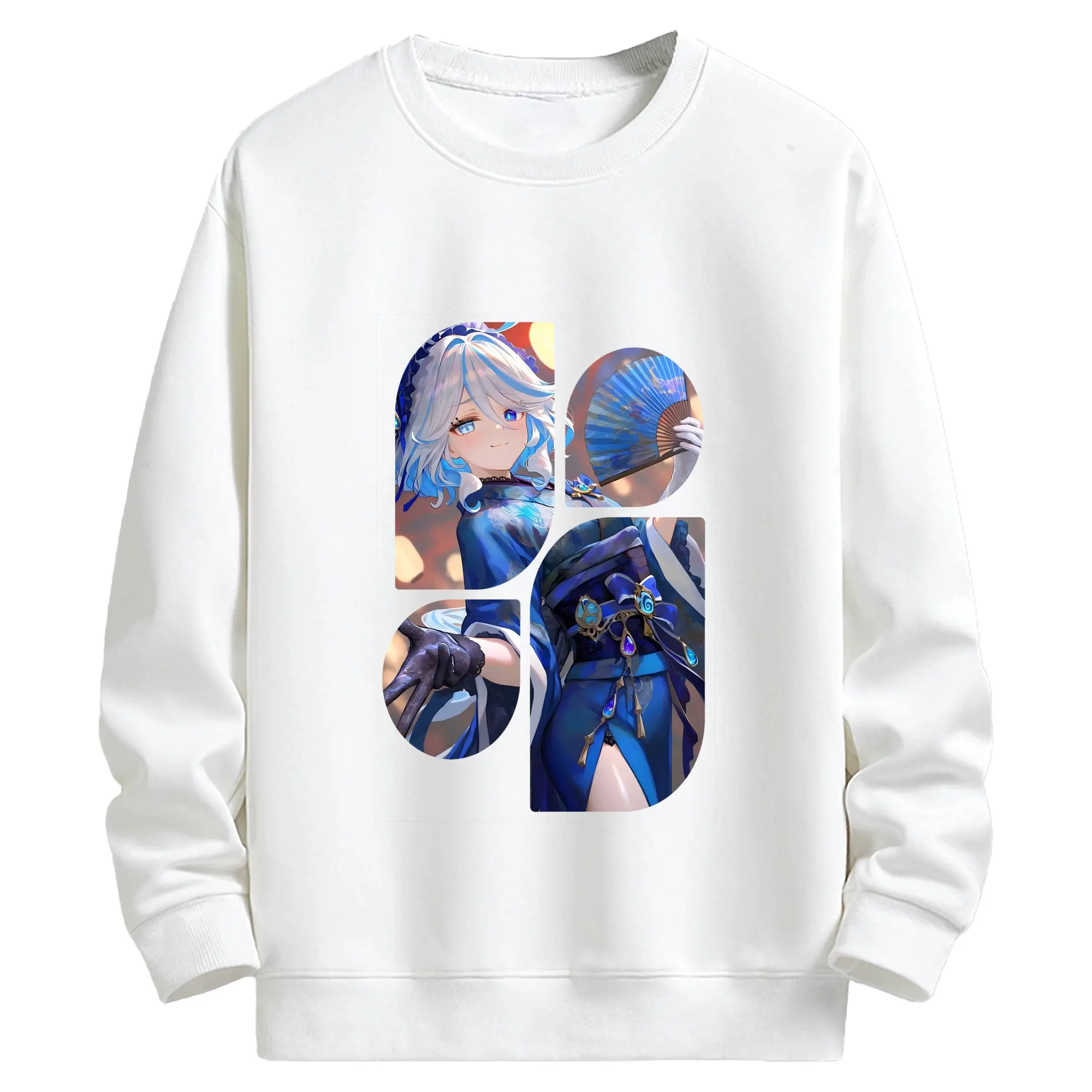 原 神 グッズ フリーナ - キッズ クルーネックスウェットシャツ ・ フロントプリント ・ 綿80％ ポリエステル20％ ・ 快適 通学 スポーツ 日常使い お散歩用