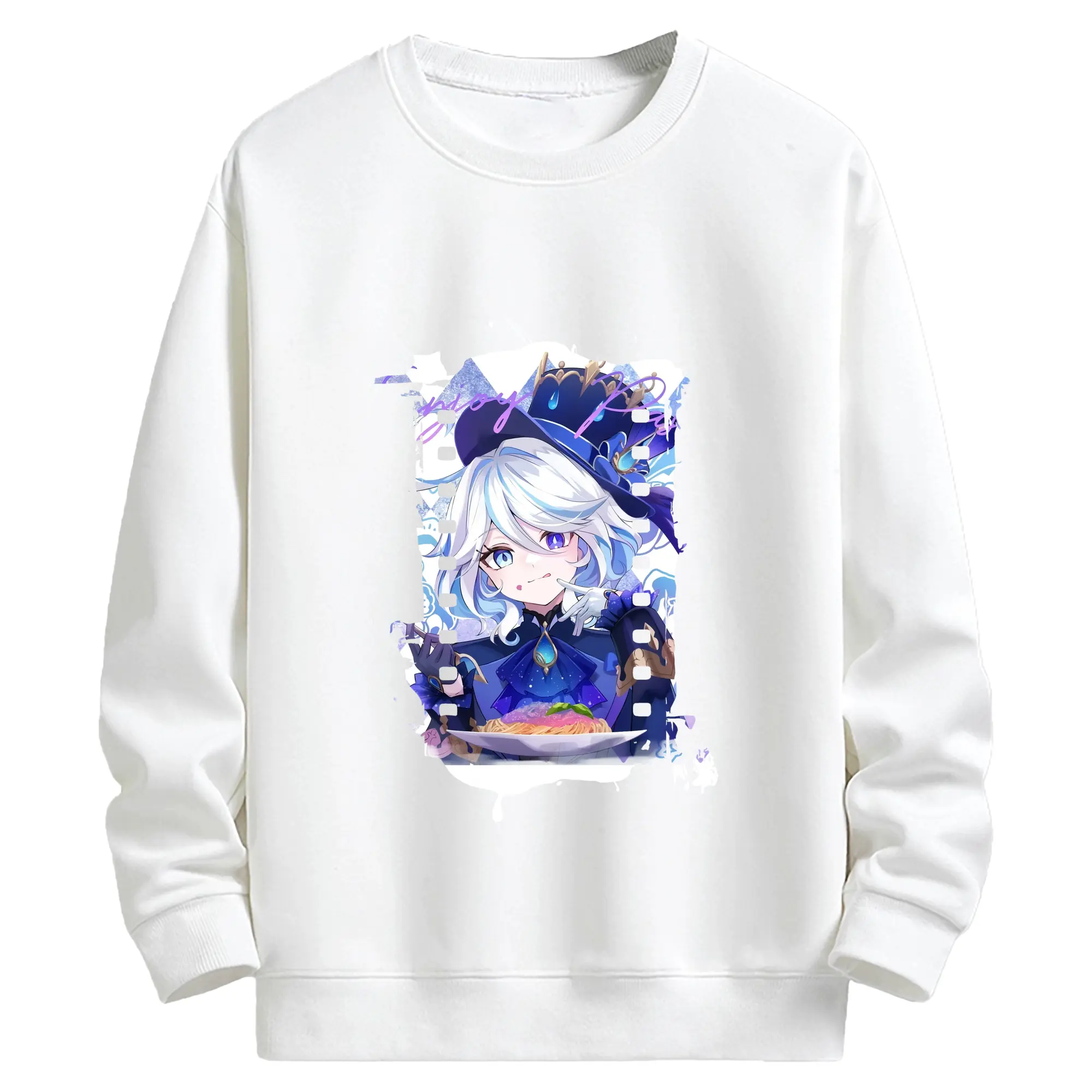 原 神 グッズ フリーナ - キッズ クルーネックスウェットシャツ ・ フロントプリント ・ 綿80％ ポリエステル20％ ・ 快適 通学 スポーツ 日常使い お散歩用