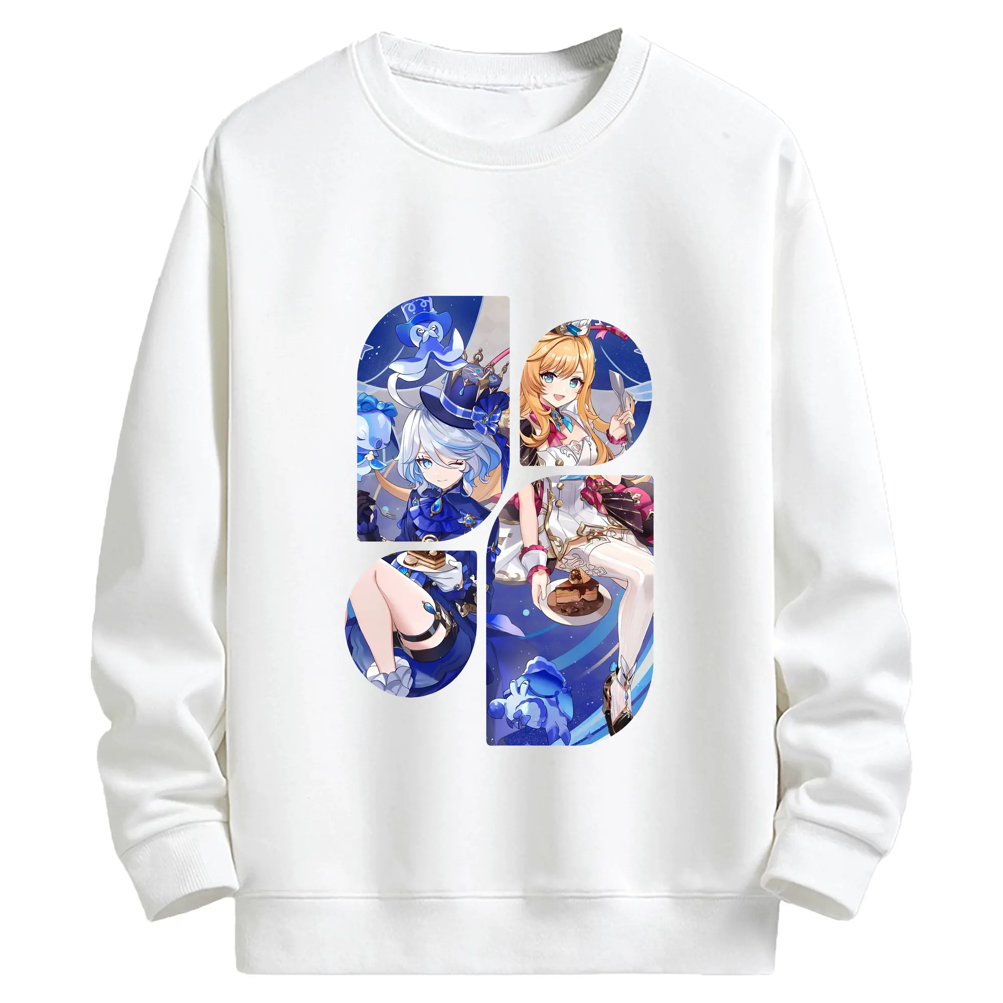 原 神 グッズ フリーナ - キッズ クルーネックスウェットシャツ ・ フロントプリント ・ 綿80％ ポリエステル20％ ・ 快適 通学 スポーツ 日常使い お散歩用