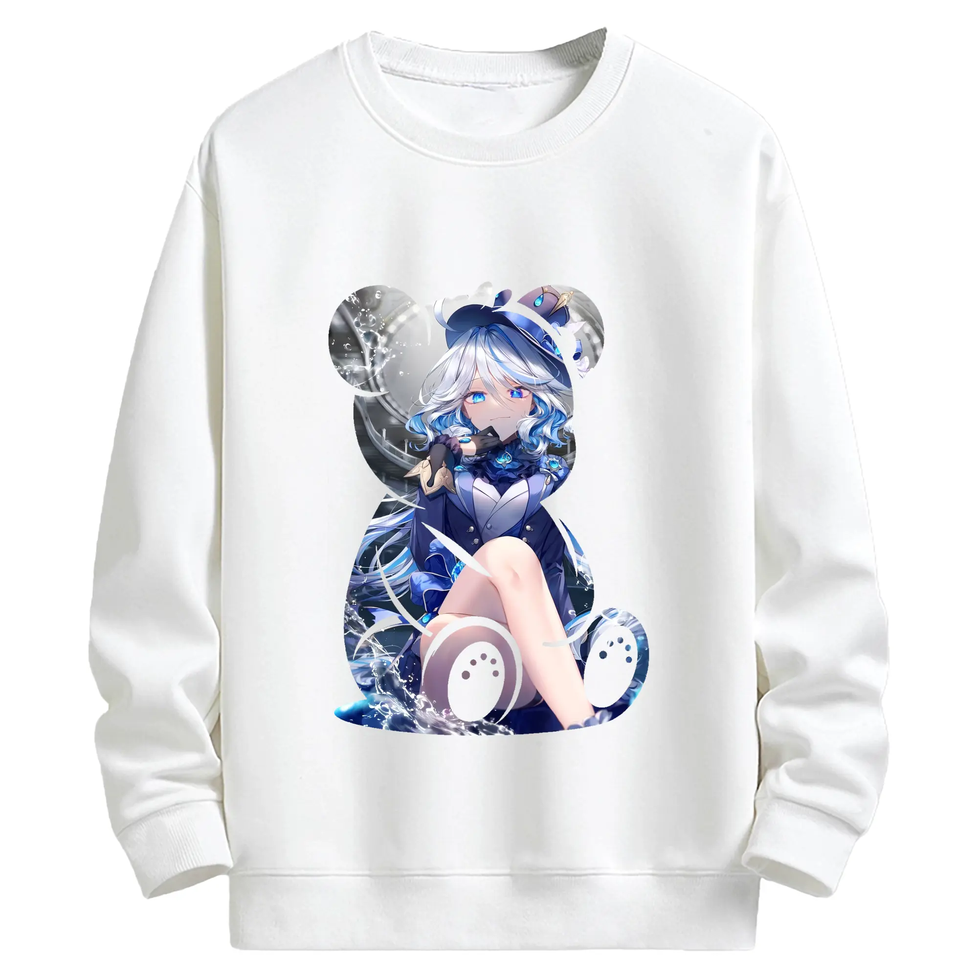 原 神 グッズ フリーナ - キッズ クルーネックスウェットシャツ ・ フロントプリント ・ 綿80％ ポリエステル20％ ・ 快適 通学 スポーツ 日常使い お散歩用