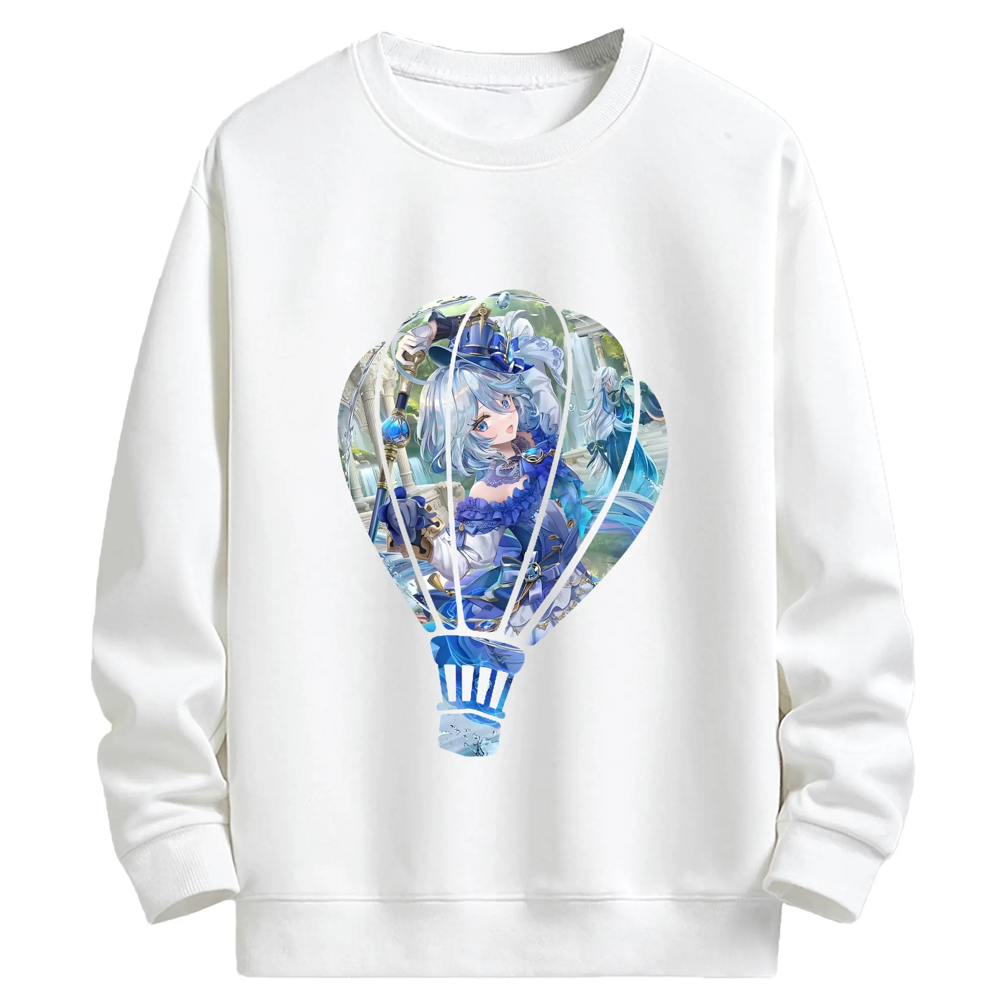 原 神 グッズ フリーナ - キッズ クルーネックスウェットシャツ ・ フロントプリント ・ 綿80％ ポリエステル20％ ・ 快適 通学 スポーツ 日常使い お散歩用