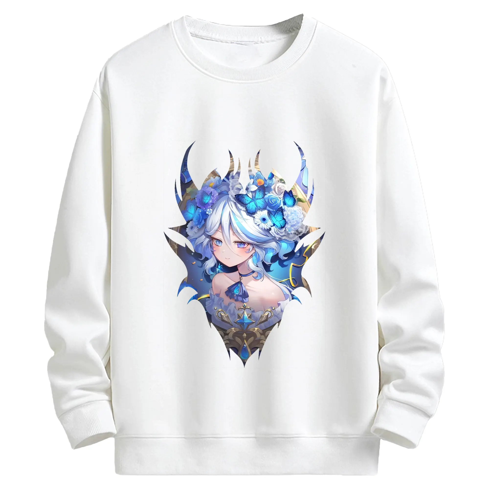 原 神 グッズ フリーナ - キッズ クルーネックスウェットシャツ ・ フロントプリント ・ 綿80％ ポリエステル20％ ・ 快適 通学 スポーツ 日常使い お散歩用