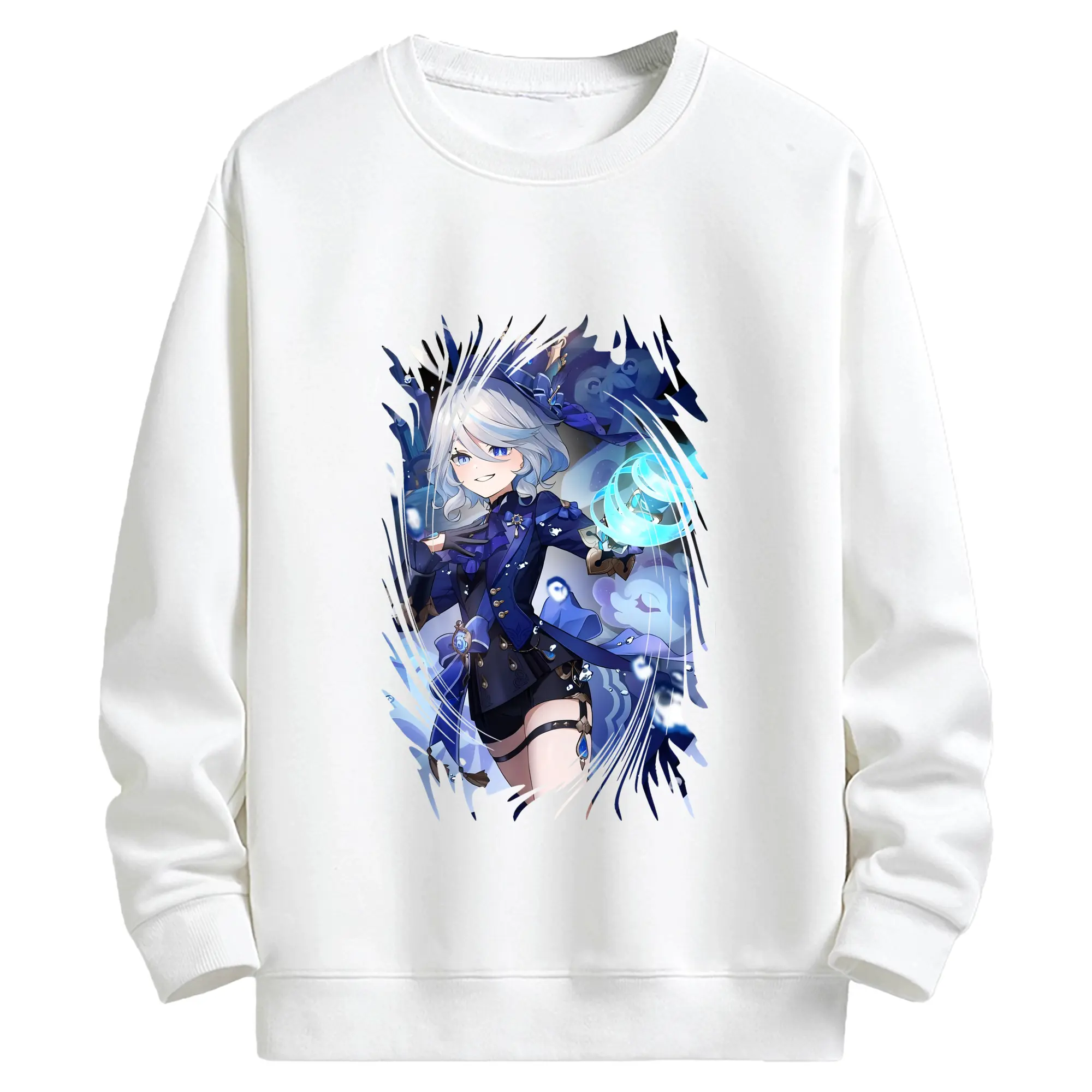 原 神 グッズ フリーナ - キッズ クルーネックスウェットシャツ ・ フロントプリント ・ 綿80％ ポリエステル20％ ・ 快適 通学 スポーツ 日常使い お散歩用