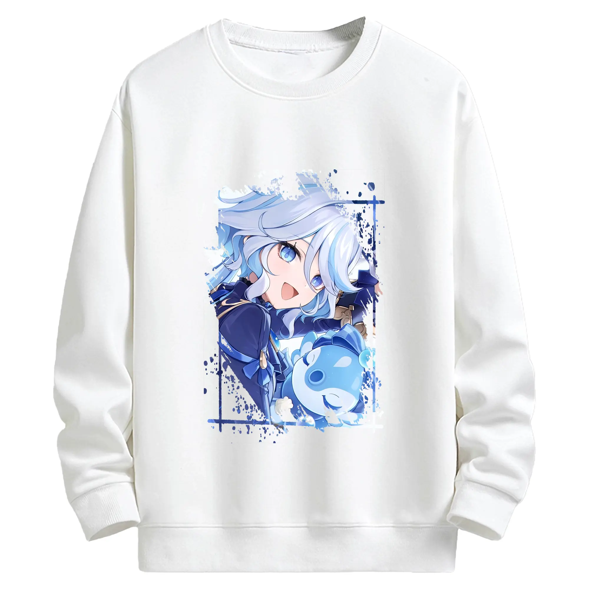 原 神 グッズ フリーナ - キッズ クルーネックスウェットシャツ ・ フロントプリント ・ 綿80％ ポリエステル20％ ・ 快適 通学 スポーツ 日常使い お散歩用