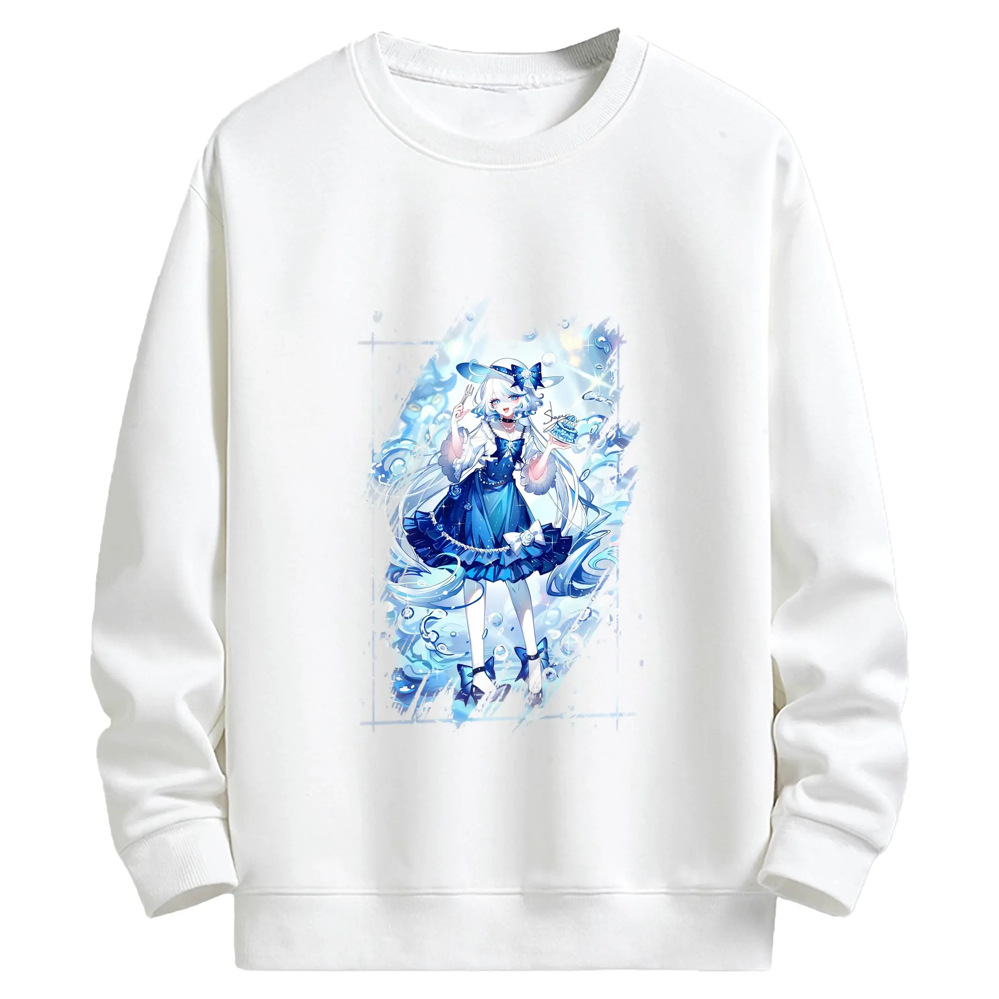 原 神 グッズ フリーナ - キッズ クルーネックスウェットシャツ ・ フロントプリント ・ 綿80％ ポリエステル20％ ・ 快適 通学 スポーツ 日常使い お散歩用