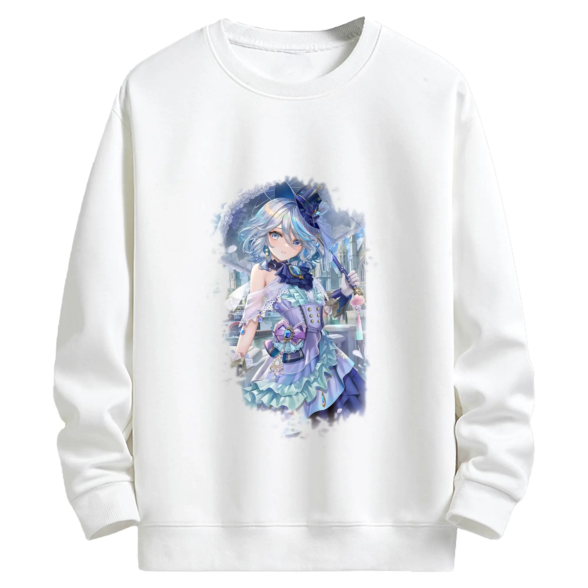 原 神 グッズ フリーナ - キッズ クルーネックスウェットシャツ ・ フロントプリント ・ 綿80％ ポリエステル20％ ・ 快適 通学 スポーツ 日常使い お散歩用