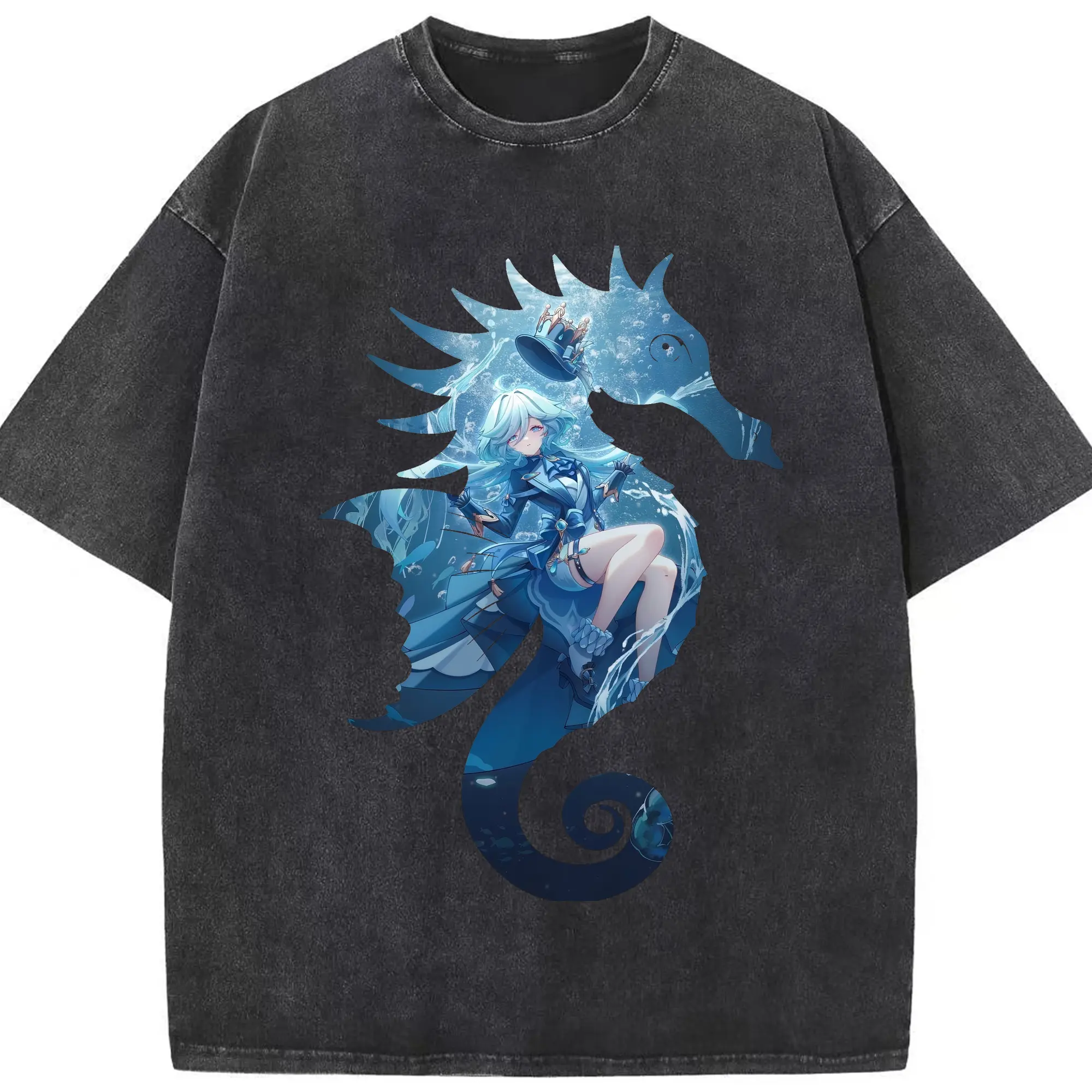 原 神 グッズ フリーナ - 綿100％ ヴィンテージ風 半袖Tシャツ ・ フロントプリント ・ 柔らか肌触り ・ 通気性 快適 ・ スポーツ カジュアル 外出用