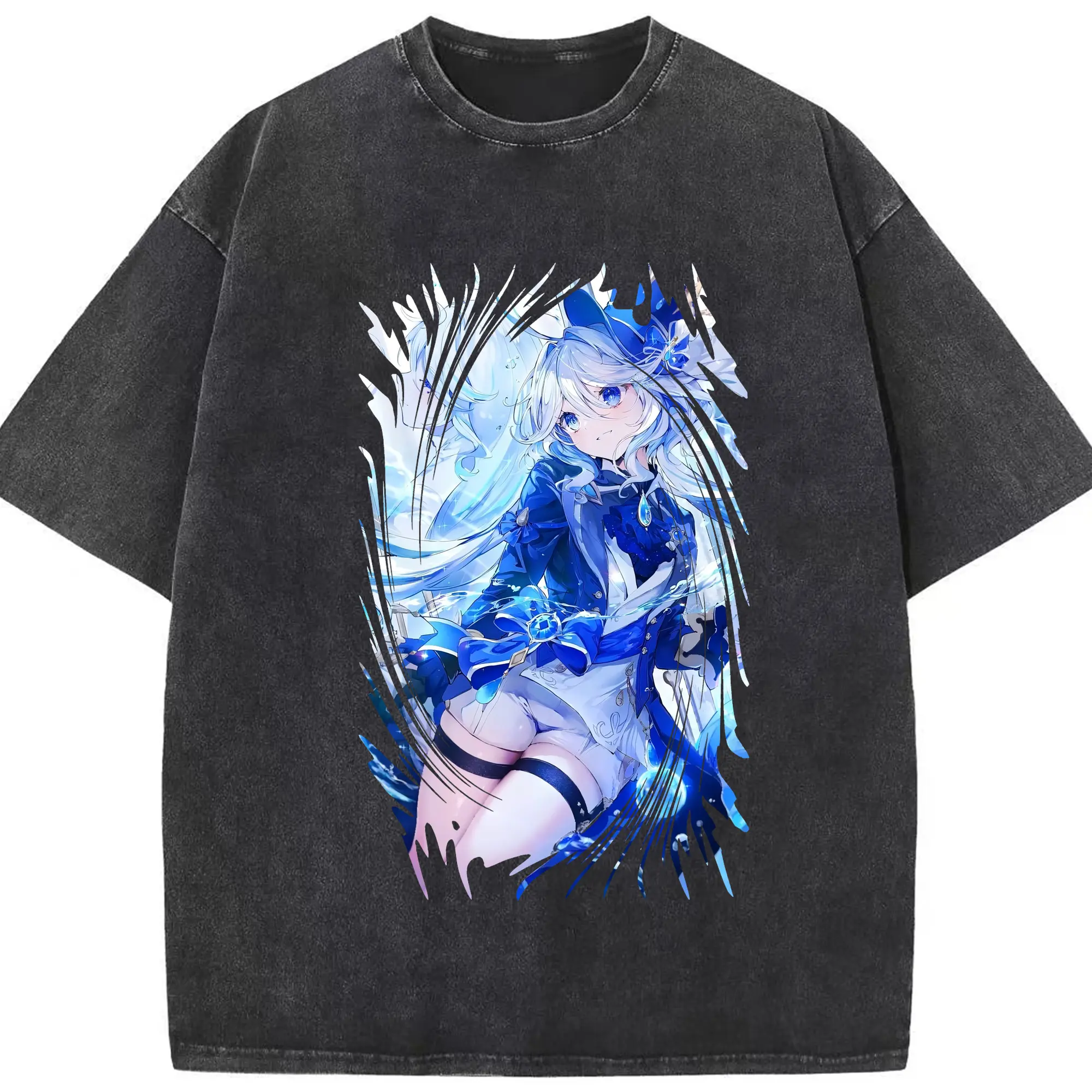 原 神 グッズ フリーナ - 綿100％ ヴィンテージ風 半袖Tシャツ ・ フロントプリント ・ 柔らか肌触り ・ 通気性 快適 ・ スポーツ カジュアル 外出用