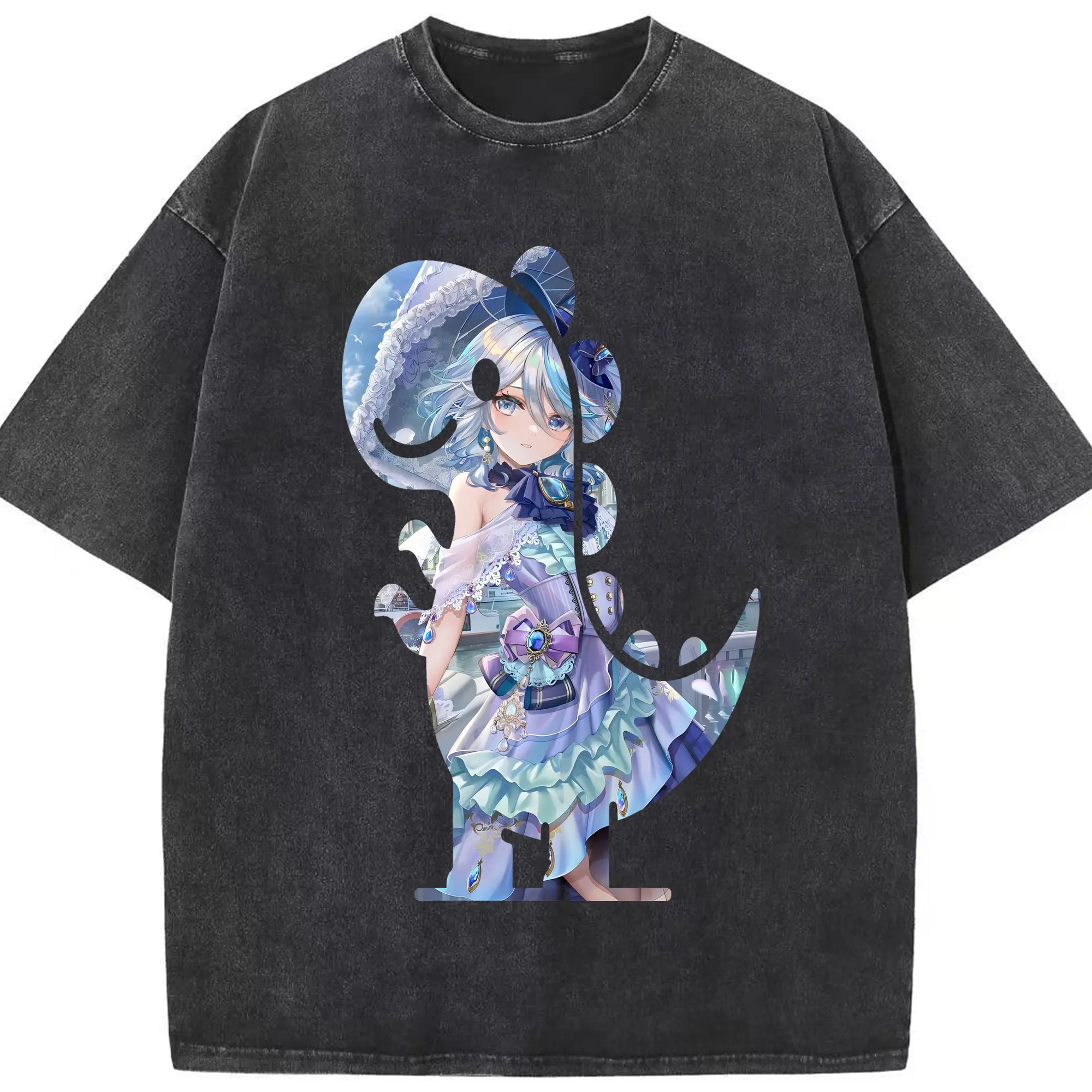 原 神 グッズ フリーナ - 綿100％ ヴィンテージ風 半袖Tシャツ ・ フロントプリント ・ 柔らか肌触り ・ 通気性 快適 ・ スポーツ カジュアル 外出用