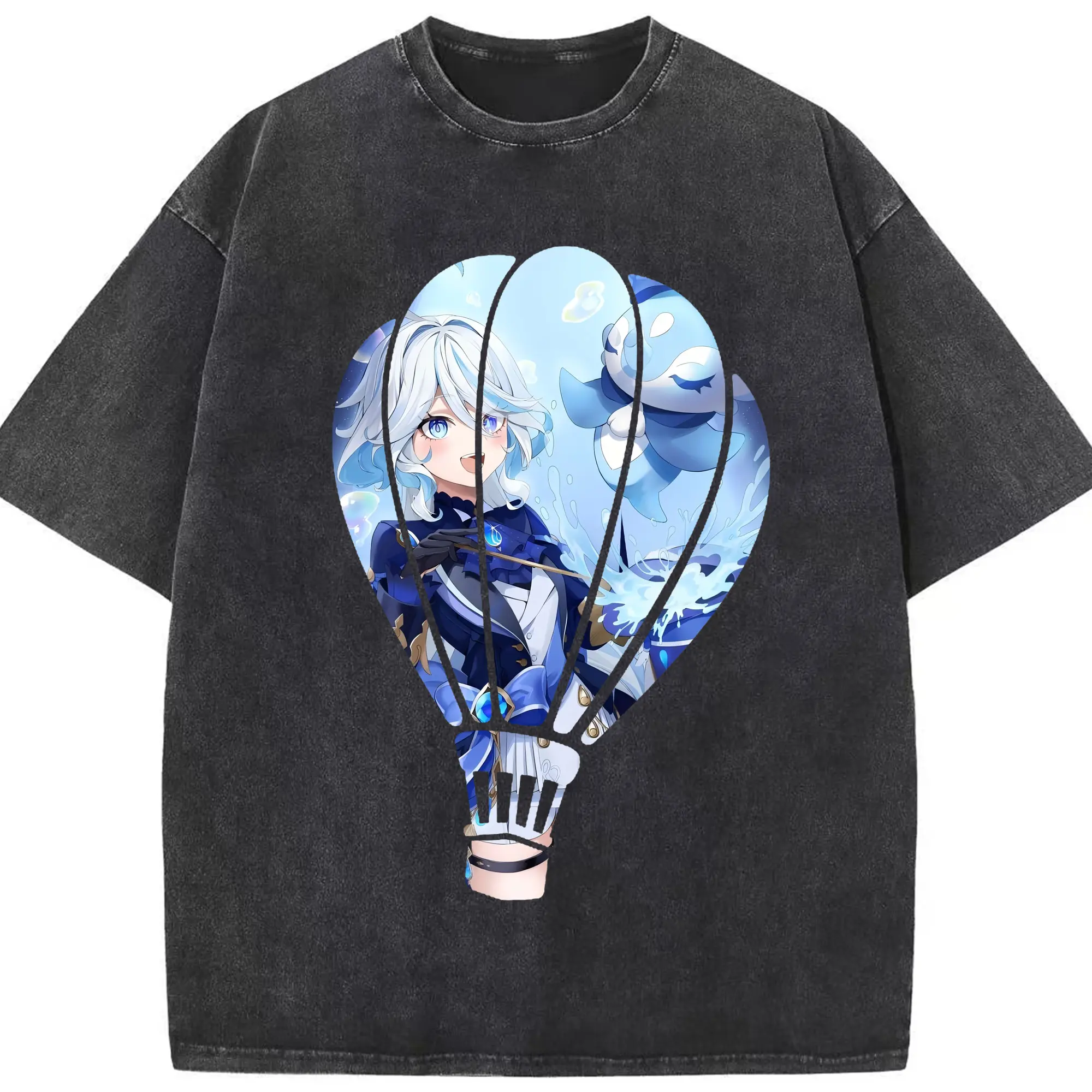 原 神 グッズ フリーナ - 綿100％ ヴィンテージ風 半袖Tシャツ ・ フロントプリント ・ 柔らか肌触り ・ 通気性 快適 ・ スポーツ カジュアル 外出用