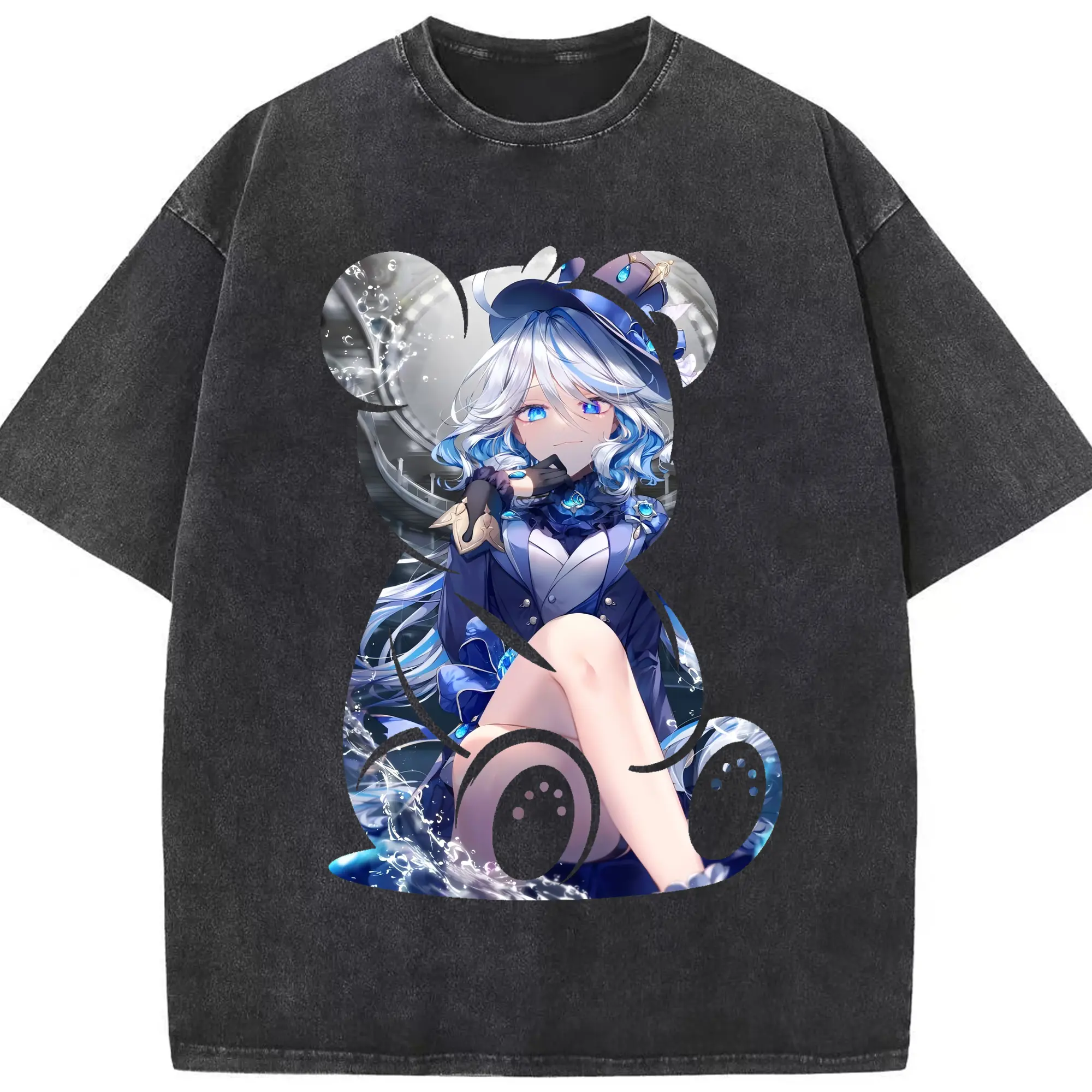 原 神 グッズ フリーナ - 綿100％ ヴィンテージ風 半袖Tシャツ ・ フロントプリント ・ 柔らか肌触り ・ 通気性 快適 ・ スポーツ カジュアル 外出用