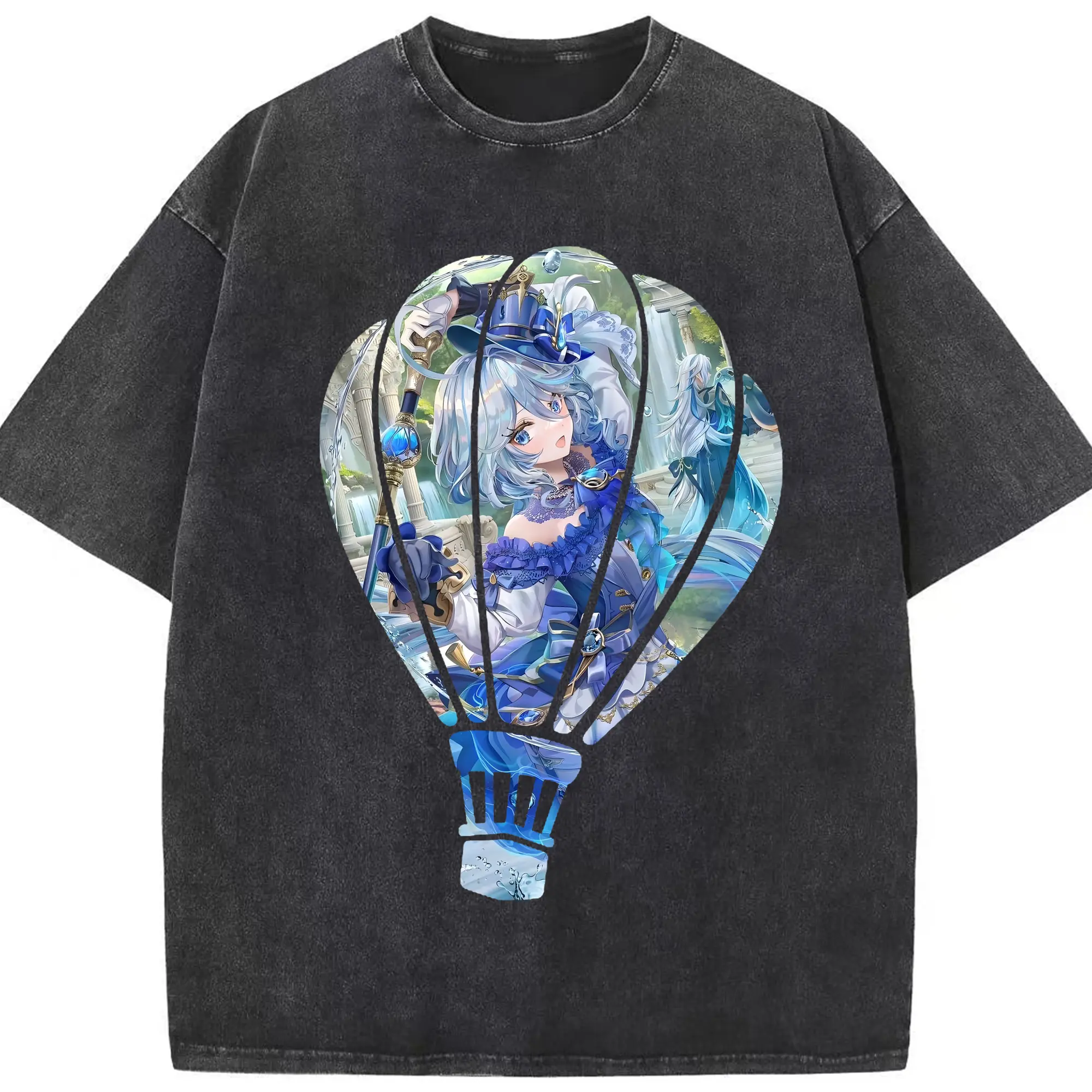 原 神 グッズ フリーナ - 綿100％ ヴィンテージ風 半袖Tシャツ ・ フロントプリント ・ 柔らか肌触り ・ 通気性 快適 ・ スポーツ カジュアル 外出用