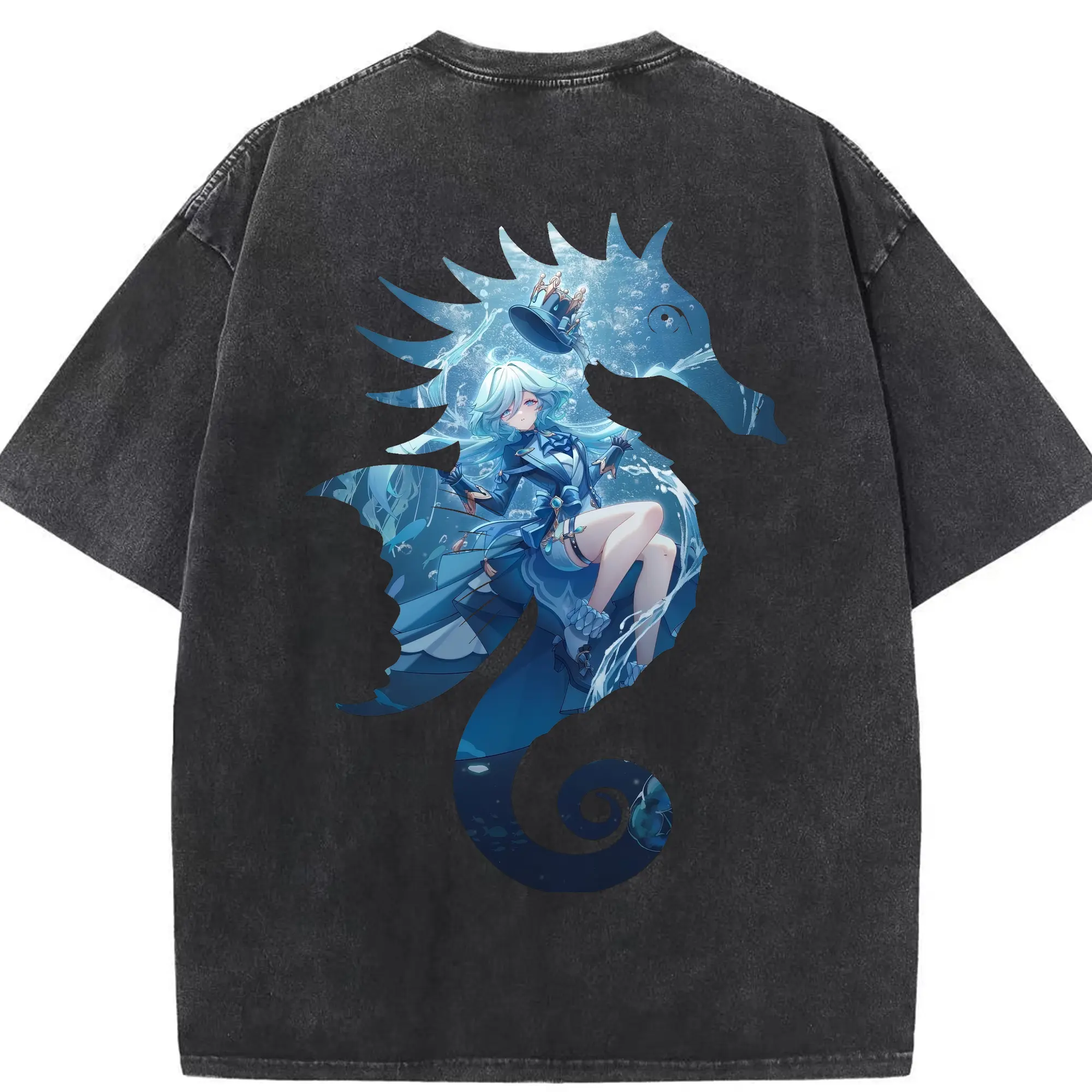 原 神 グッズ フリーナ - 綿100％ ヴィンテージ風 半袖Tシャツ ・ 背面プリント ・ 柔らか肌触り ・ 通気性 快適 ・ スポーツ カジュアル 外出用