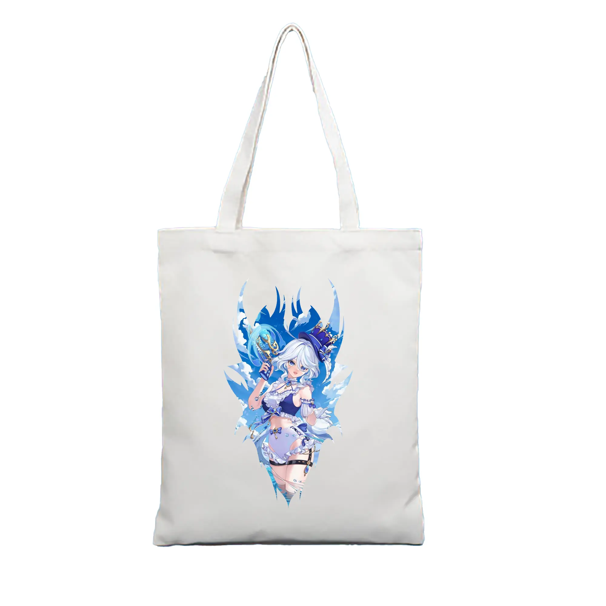 原 神 グッズ フリーナ - 縦型キャンバス手提げバッグ（トートバッグ） ・ キャンバス素材 ・ ショッピング用 ・ 軽量 丈夫 お手入れ簡単