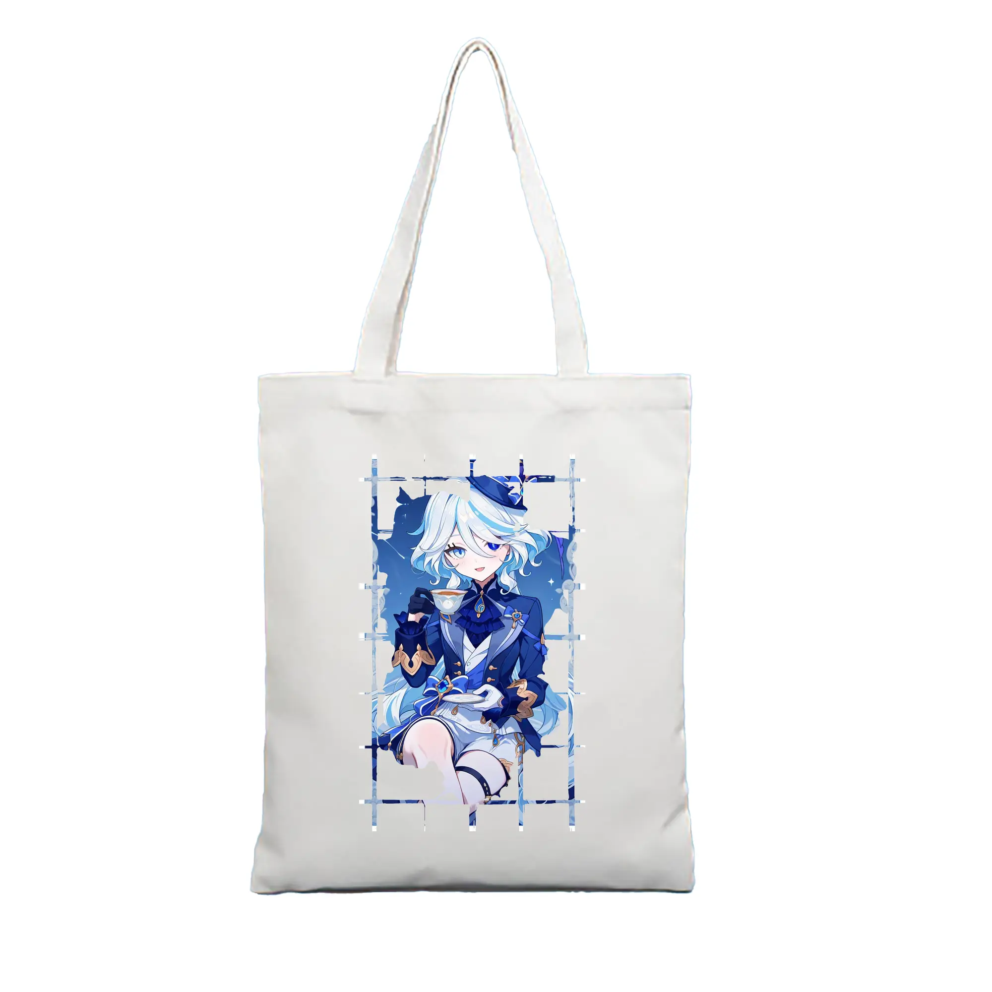 原 神 グッズ フリーナ - 縦型キャンバス手提げバッグ（トートバッグ） ・ キャンバス素材 ・ ショッピング用 ・ 軽量 丈夫 お手入れ簡単