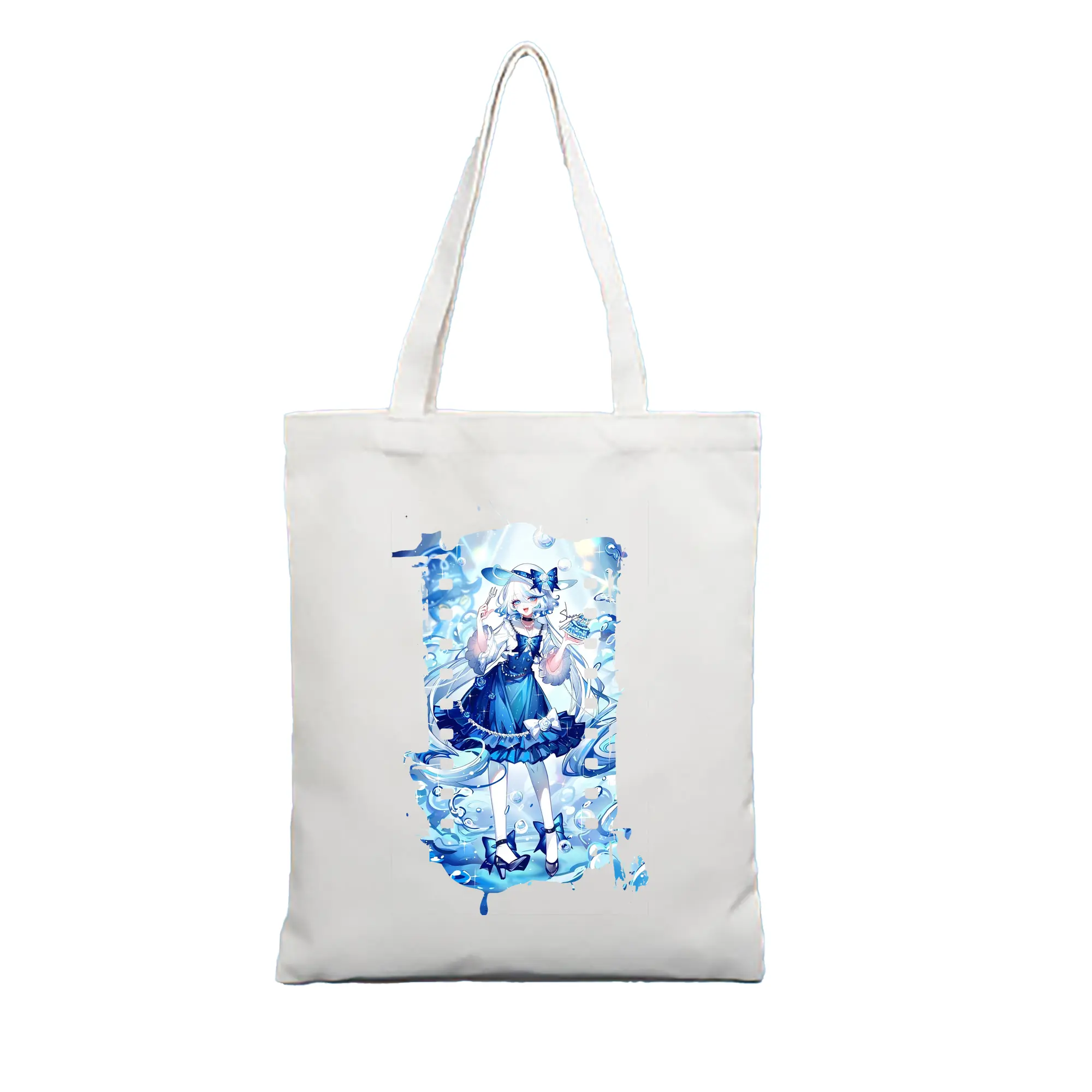 原 神 グッズ フリーナ - 縦型キャンバス手提げバッグ（トートバッグ） ・ キャンバス素材 ・ ショッピング用 ・ 軽量 丈夫 お手入れ簡単