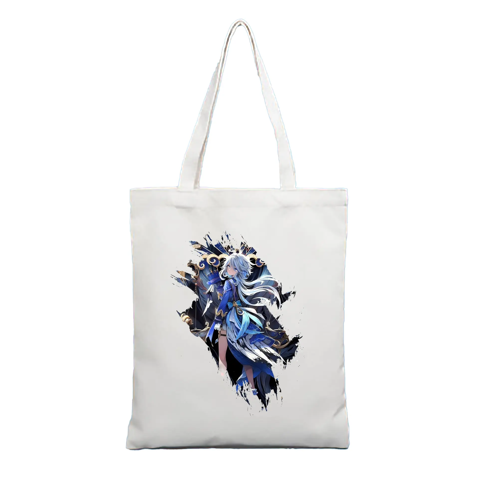 原 神 グッズ フリーナ - 縦型キャンバス手提げバッグ（トートバッグ） ・ キャンバス素材 ・ ショッピング用 ・ 軽量 丈夫 お手入れ簡単