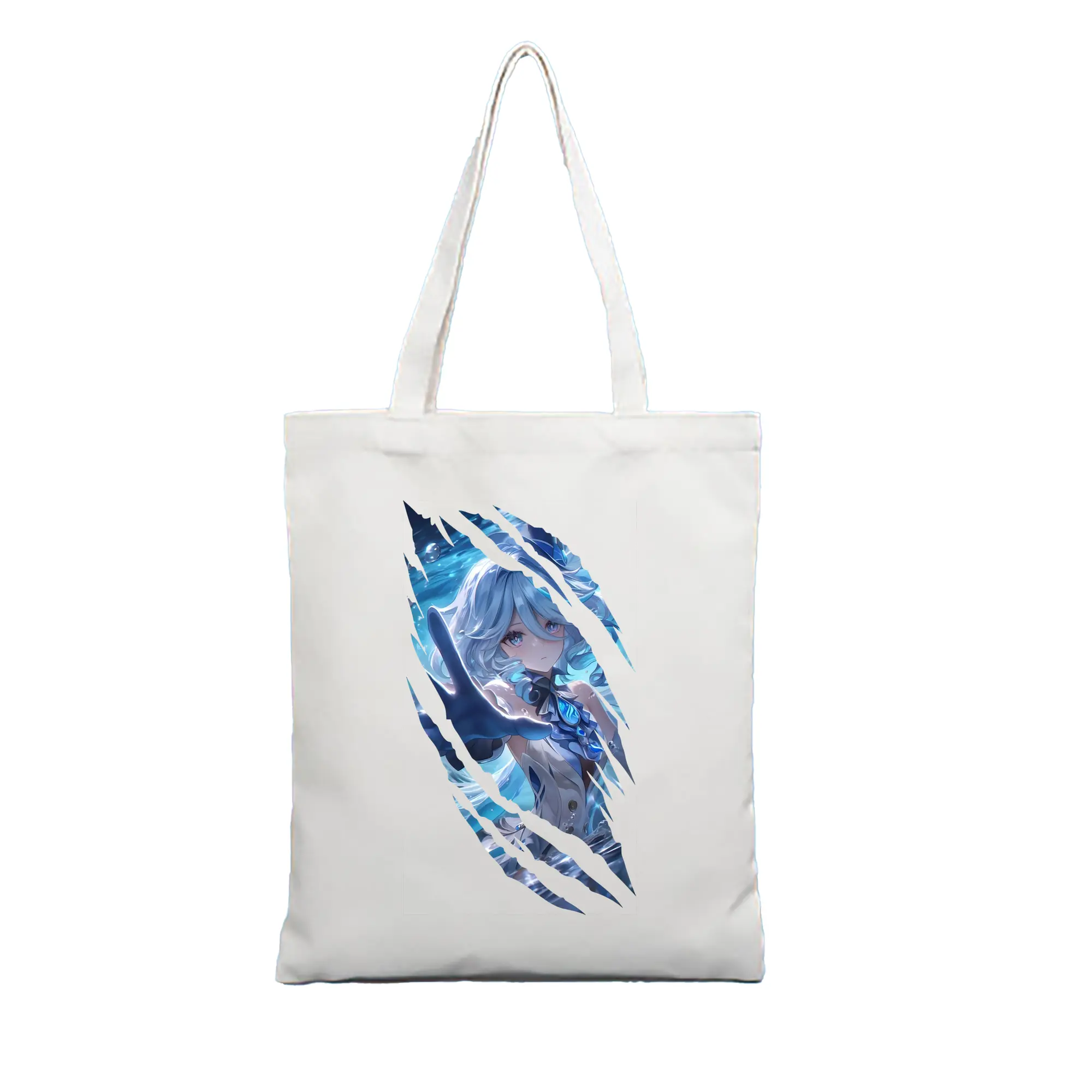 原 神 グッズ フリーナ - 縦型キャンバス手提げバッグ（トートバッグ） ・ キャンバス素材 ・ ショッピング用 ・ 軽量 丈夫 お手入れ簡単