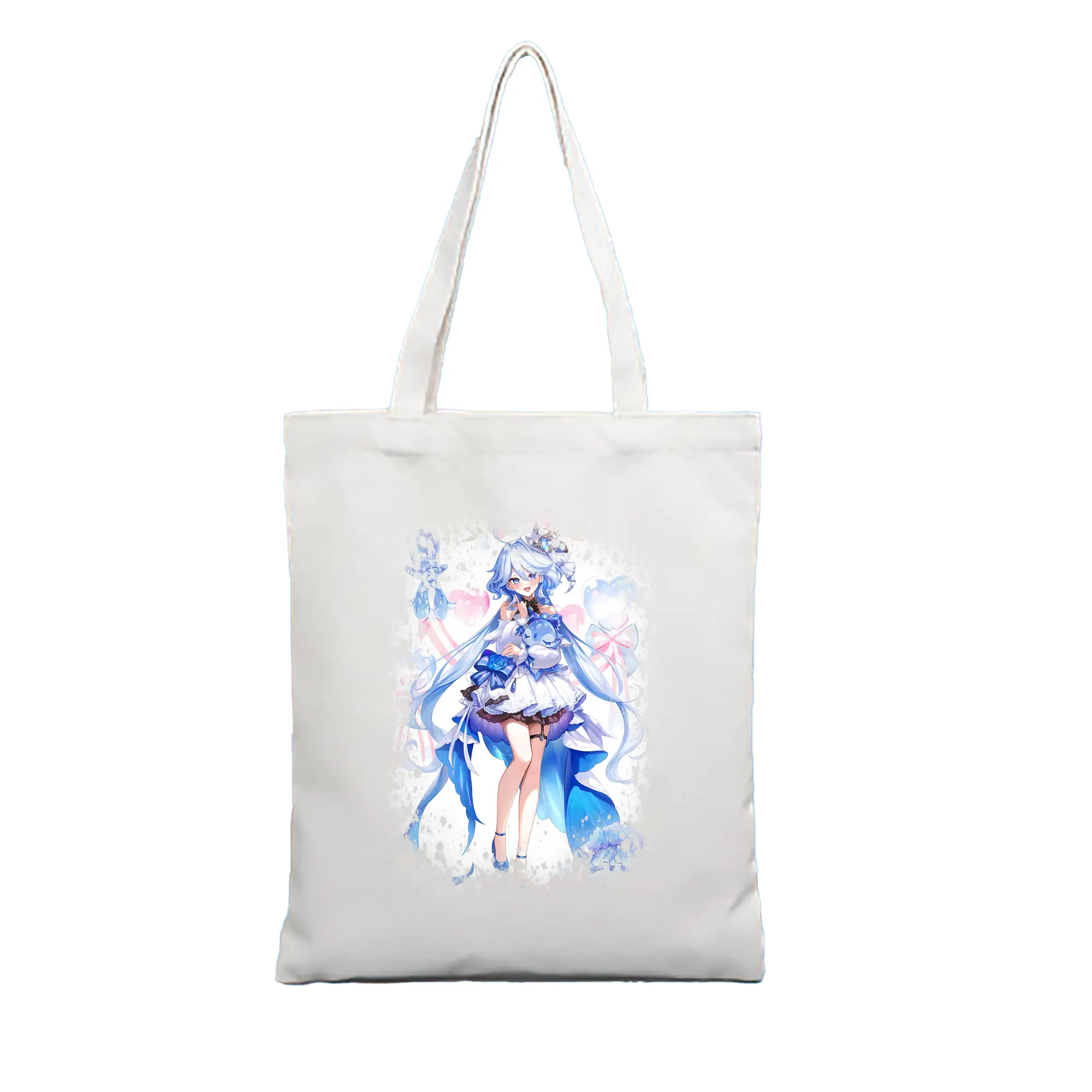 原 神 グッズ フリーナ - 縦型キャンバス手提げバッグ（トートバッグ） ・ キャンバス素材 ・ ショッピング用 ・ 軽量 丈夫 お手入れ簡単