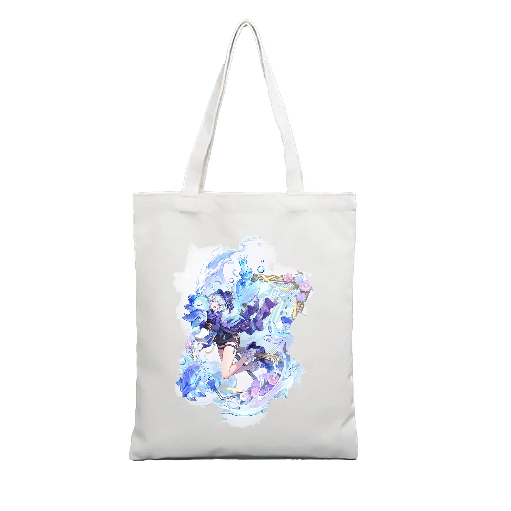 原 神 グッズ フリーナ - 縦型キャンバス手提げバッグ（トートバッグ） ・ キャンバス素材 ・ ショッピング用 ・ 軽量 丈夫 お手入れ簡単