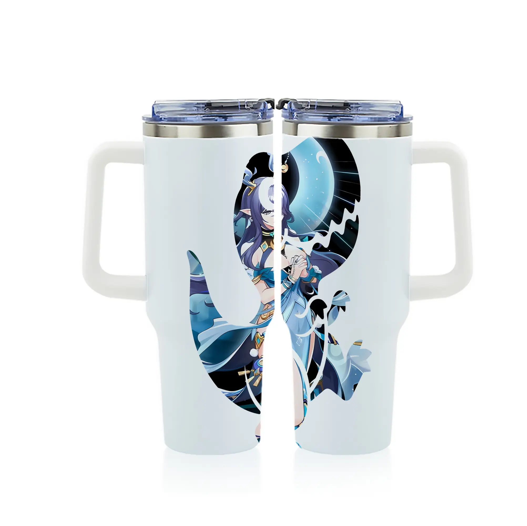 原 神 グッズ ラウマ - 1200mL フルプリント車用タンブラー ・ 304ステンレス 内側 ・ 201ステンレス 外側 ・ 保温 保冷 ・ 通勤 ドライブ アウトドア用