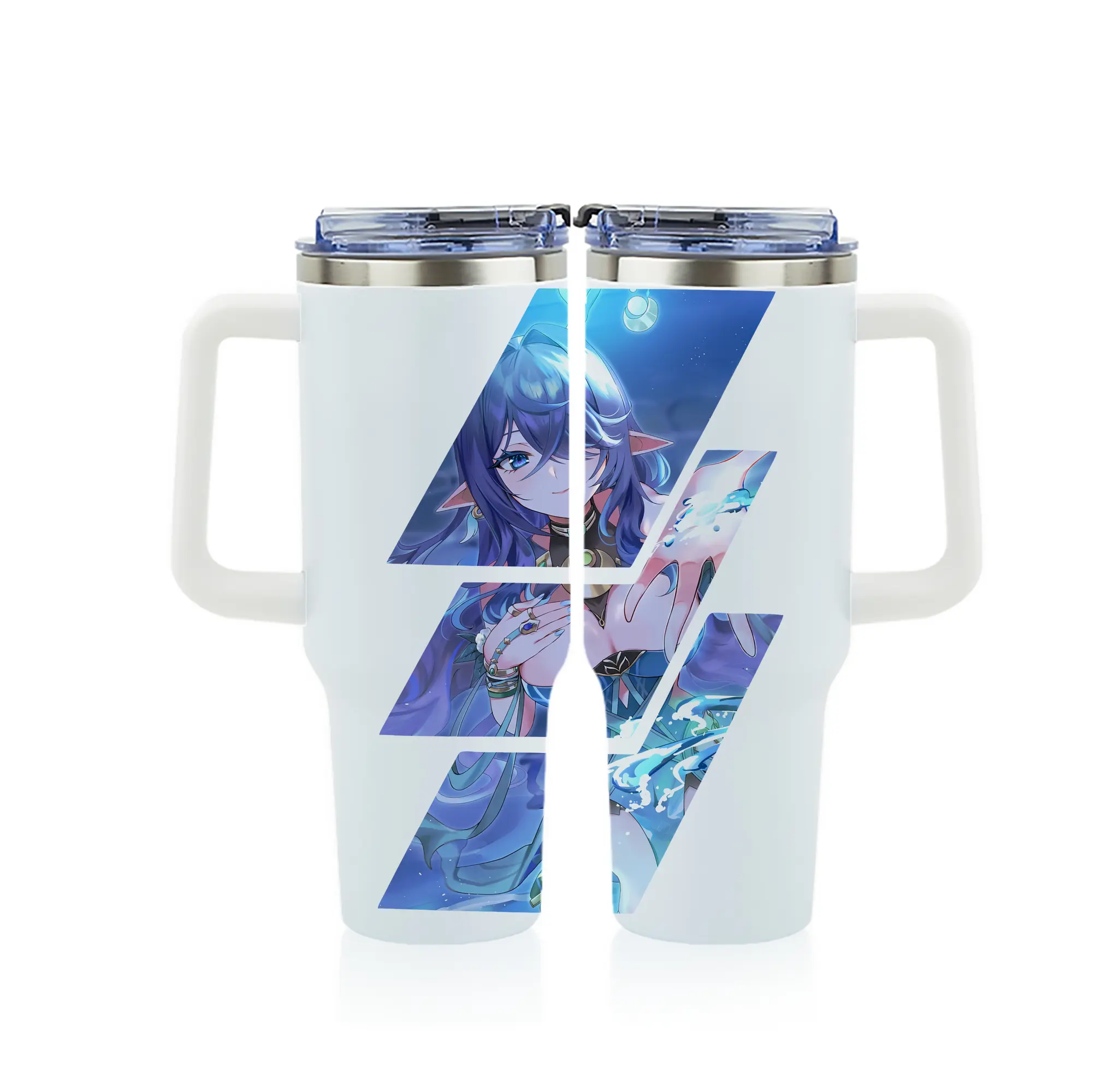 原 神 グッズ ラウマ - 1200mL フルプリント車用タンブラー ・ 304ステンレス 内側 ・ 201ステンレス 外側 ・ 保温 保冷 ・ 通勤 ドライブ アウトドア用