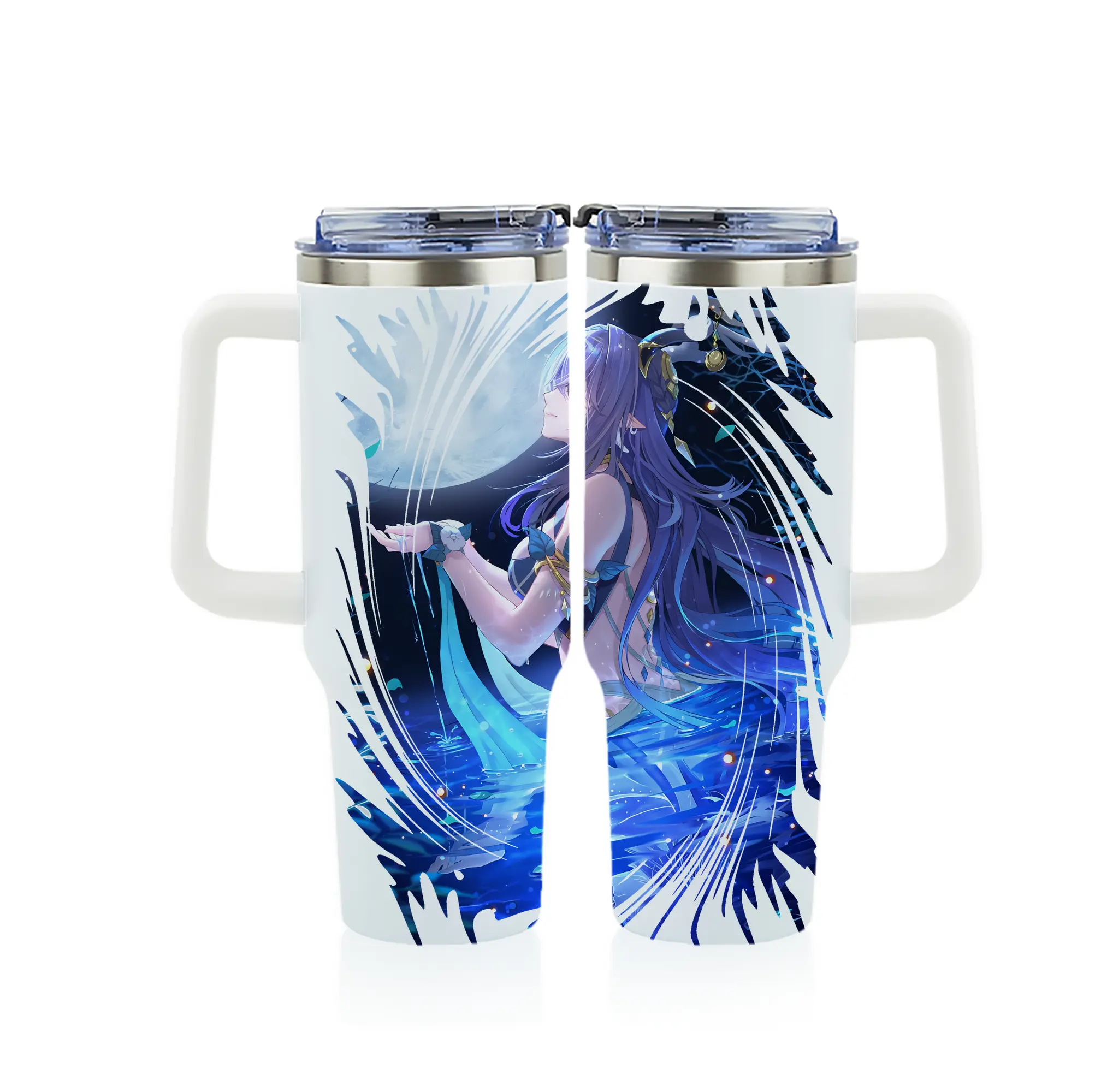 原 神 グッズ ラウマ - 1200mL フルプリント車用タンブラー ・ 304ステンレス 内側 ・ 201ステンレス 外側 ・ 保温 保冷 ・ 通勤 ドライブ アウトドア用