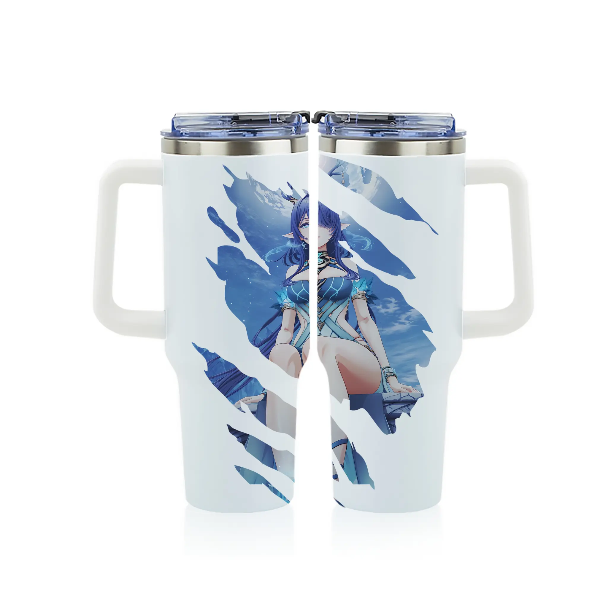 原 神 グッズ ラウマ - 1200mL フルプリント車用タンブラー ・ 304ステンレス 内側 ・ 201ステンレス 外側 ・ 保温 保冷 ・ 通勤 ドライブ アウトドア用