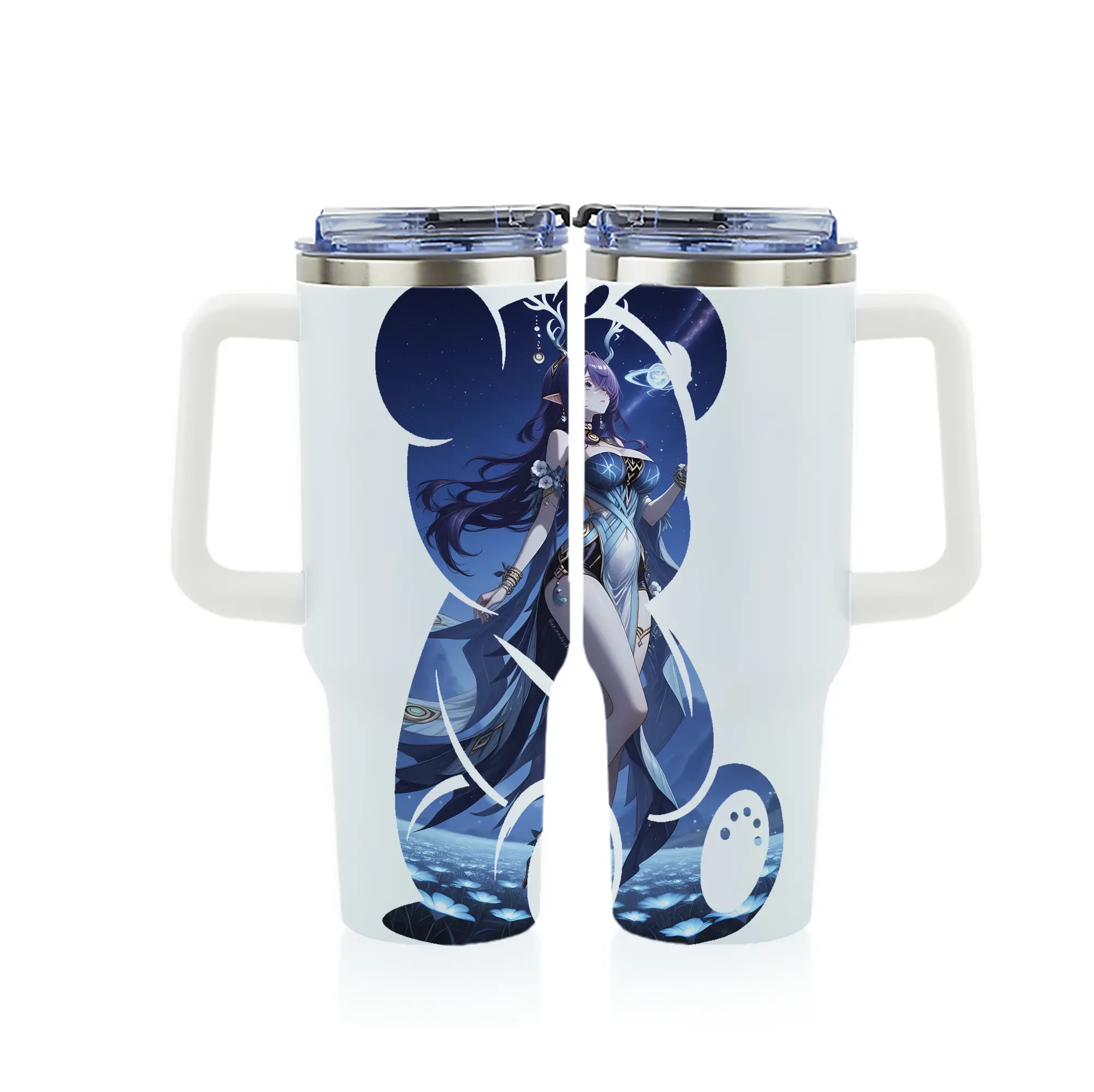 原 神 グッズ ラウマ - 1200mL フルプリント車用タンブラー ・ 304ステンレス 内側 ・ 201ステンレス 外側 ・ 保温 保冷 ・ 通勤 ドライブ アウトドア用