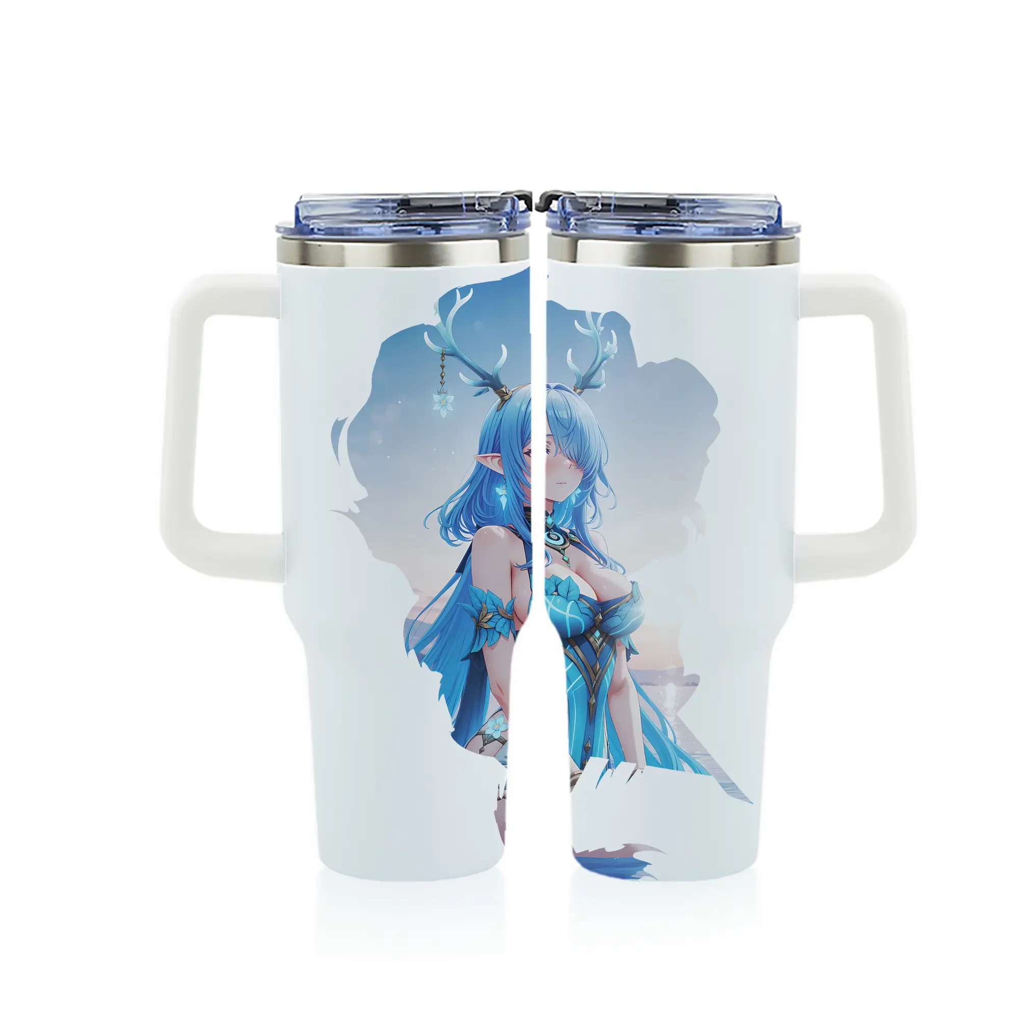 原 神 グッズ ラウマ - 1200mL フルプリント車用タンブラー ・ 304ステンレス 内側 ・ 201ステンレス 外側 ・ 保温 保冷 ・ 通勤 ドライブ アウトドア用