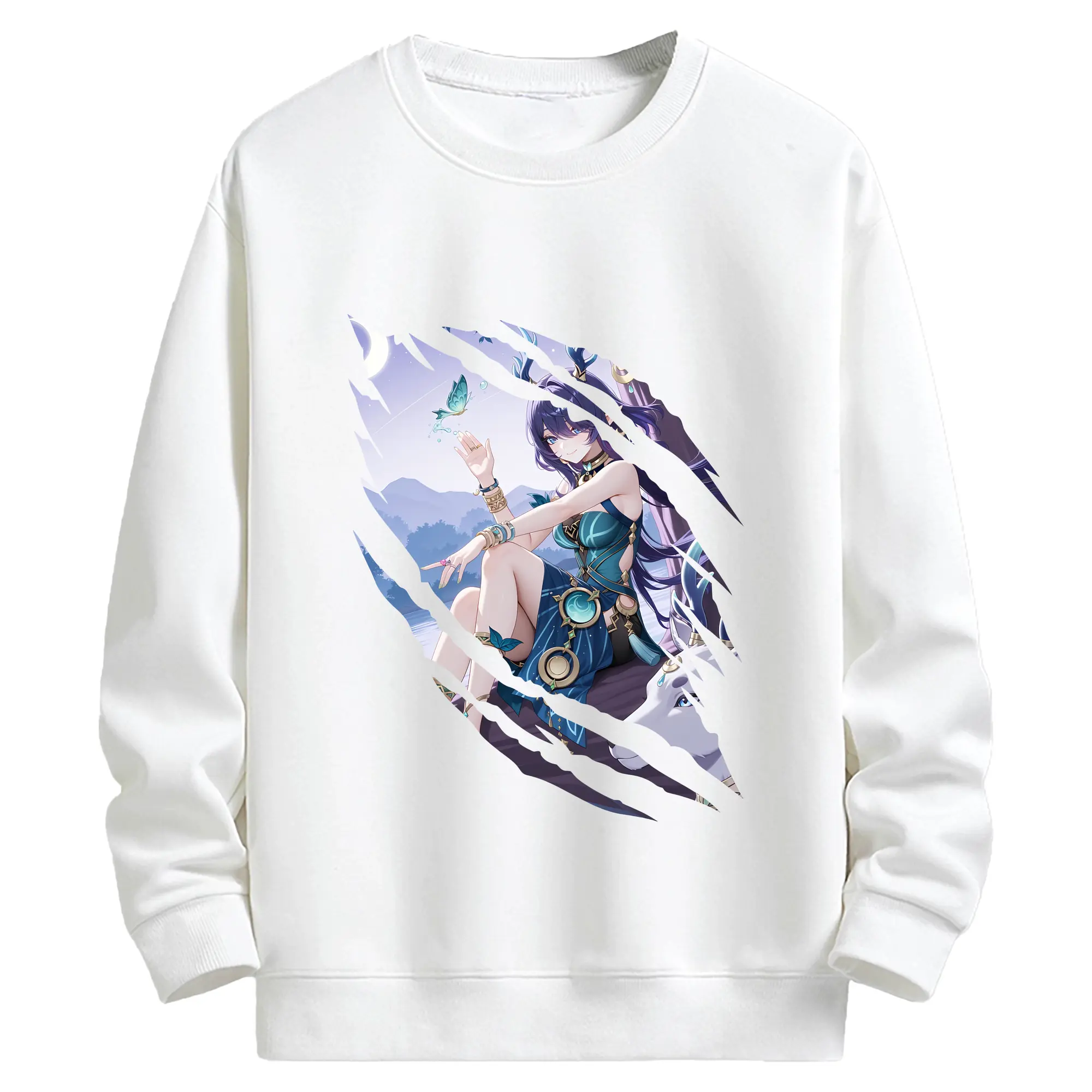 原 神 グッズ ラウマ - キッズ クルーネックスウェットシャツ ・ フロントプリント ・ 綿80％ ポリエステル20％ ・ 快適 通学 スポーツ 日常使い お散歩用