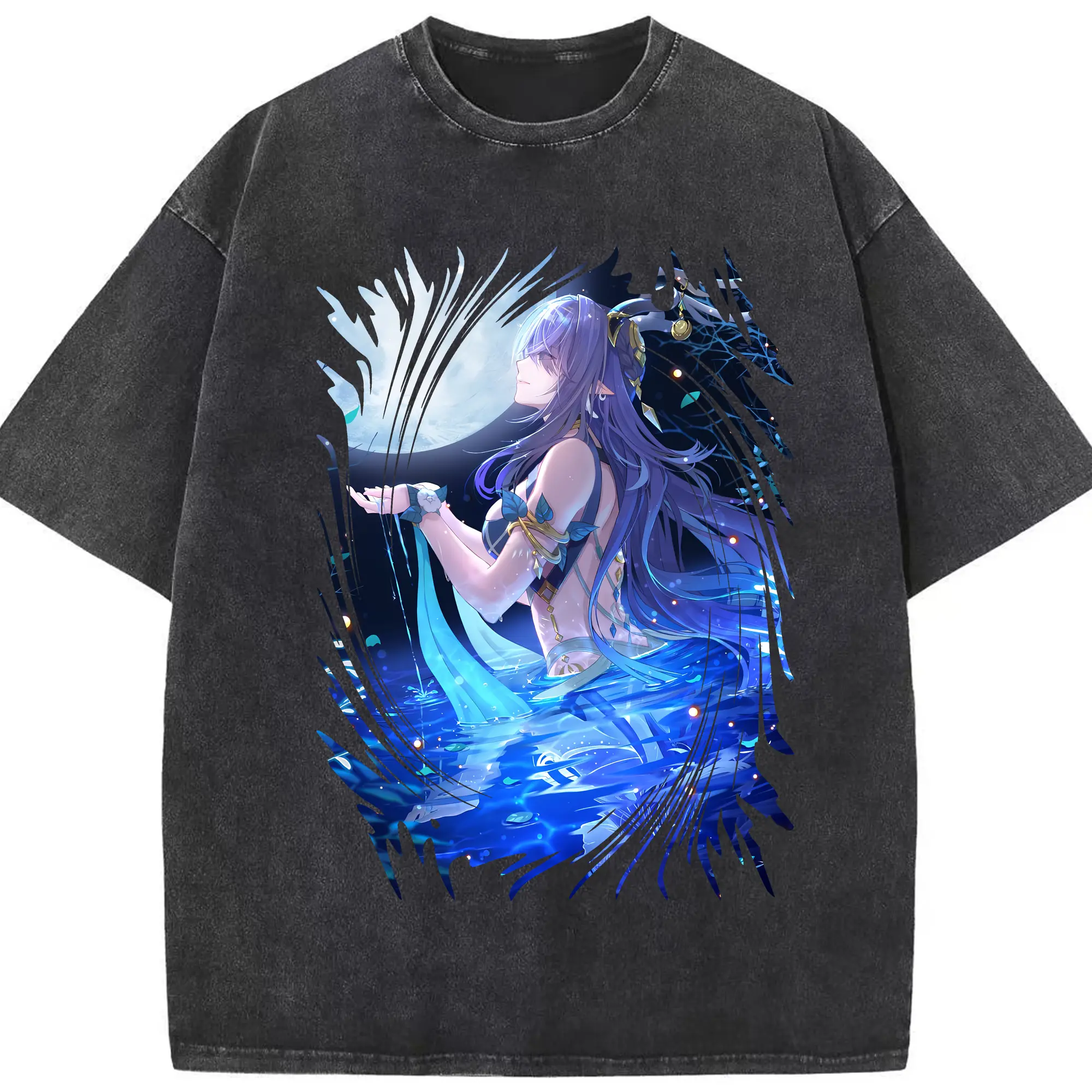 原 神 グッズ ラウマ - 綿100％ ヴィンテージ風 半袖Tシャツ ・ フロントプリント ・ 柔らか肌触り ・ 通気性 快適 ・ スポーツ カジュアル 外出用