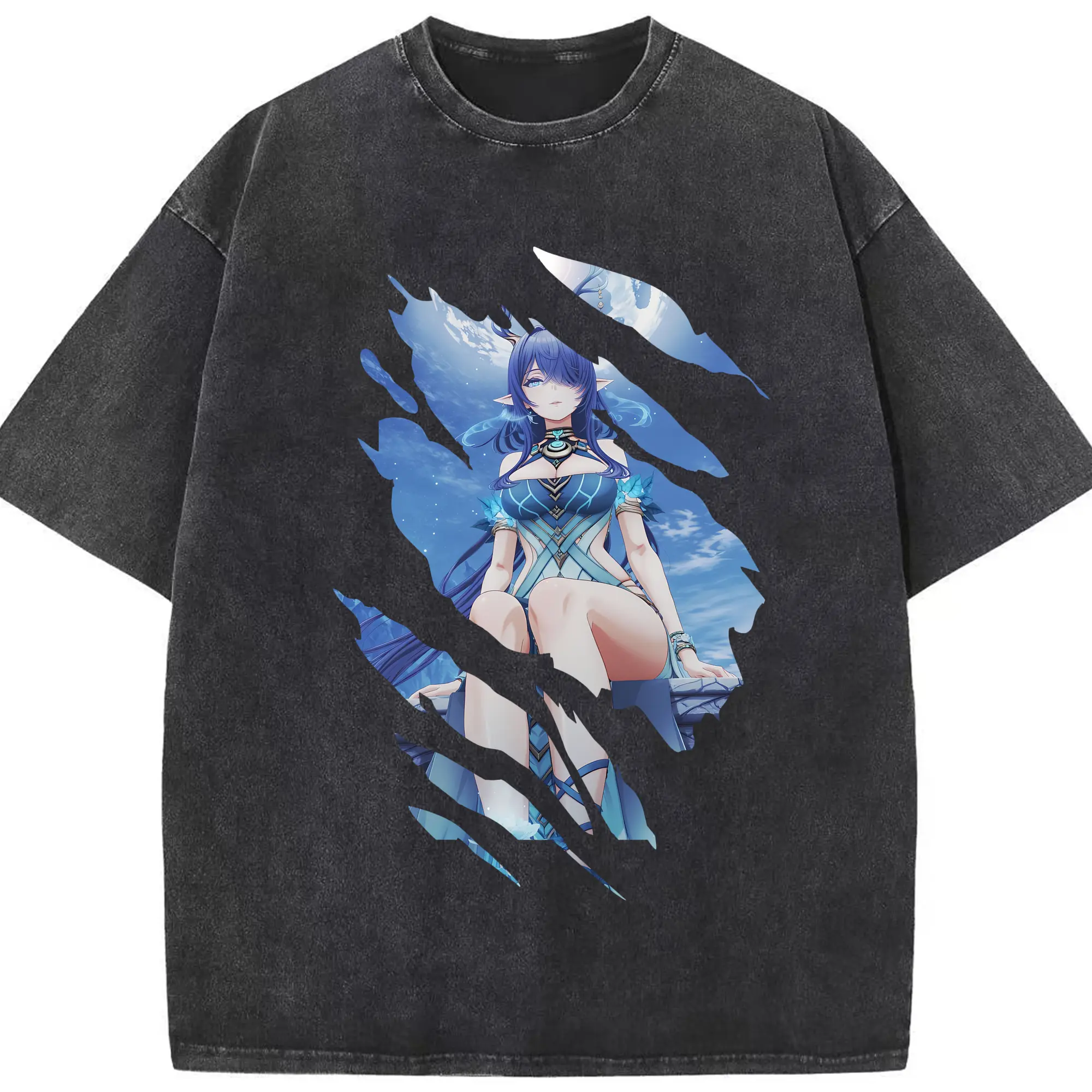 原 神 グッズ ラウマ - 綿100％ ヴィンテージ風 半袖Tシャツ ・ フロントプリント ・ 柔らか肌触り ・ 通気性 快適 ・ スポーツ カジュアル 外出用