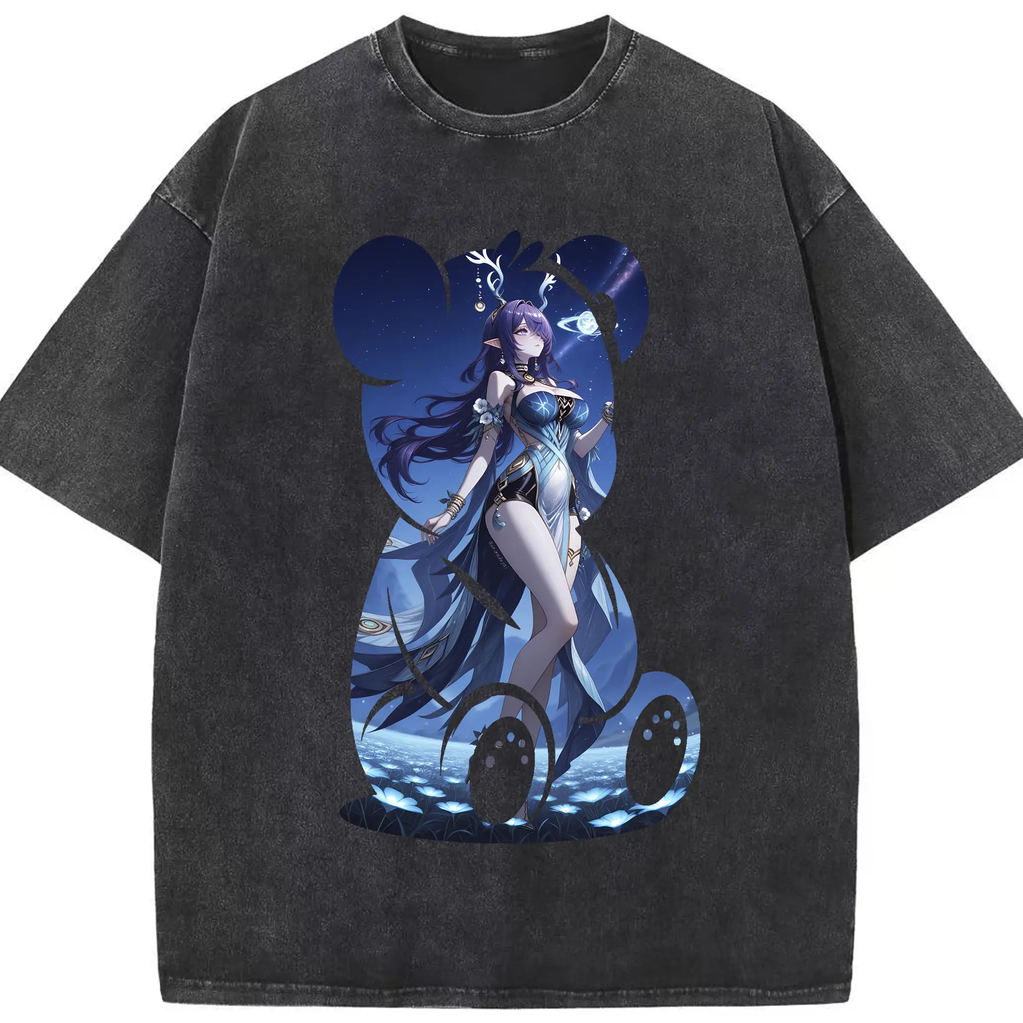 原 神 グッズ ラウマ - 綿100％ ヴィンテージ風 半袖Tシャツ ・ フロントプリント ・ 柔らか肌触り ・ 通気性 快適 ・ スポーツ カジュアル 外出用