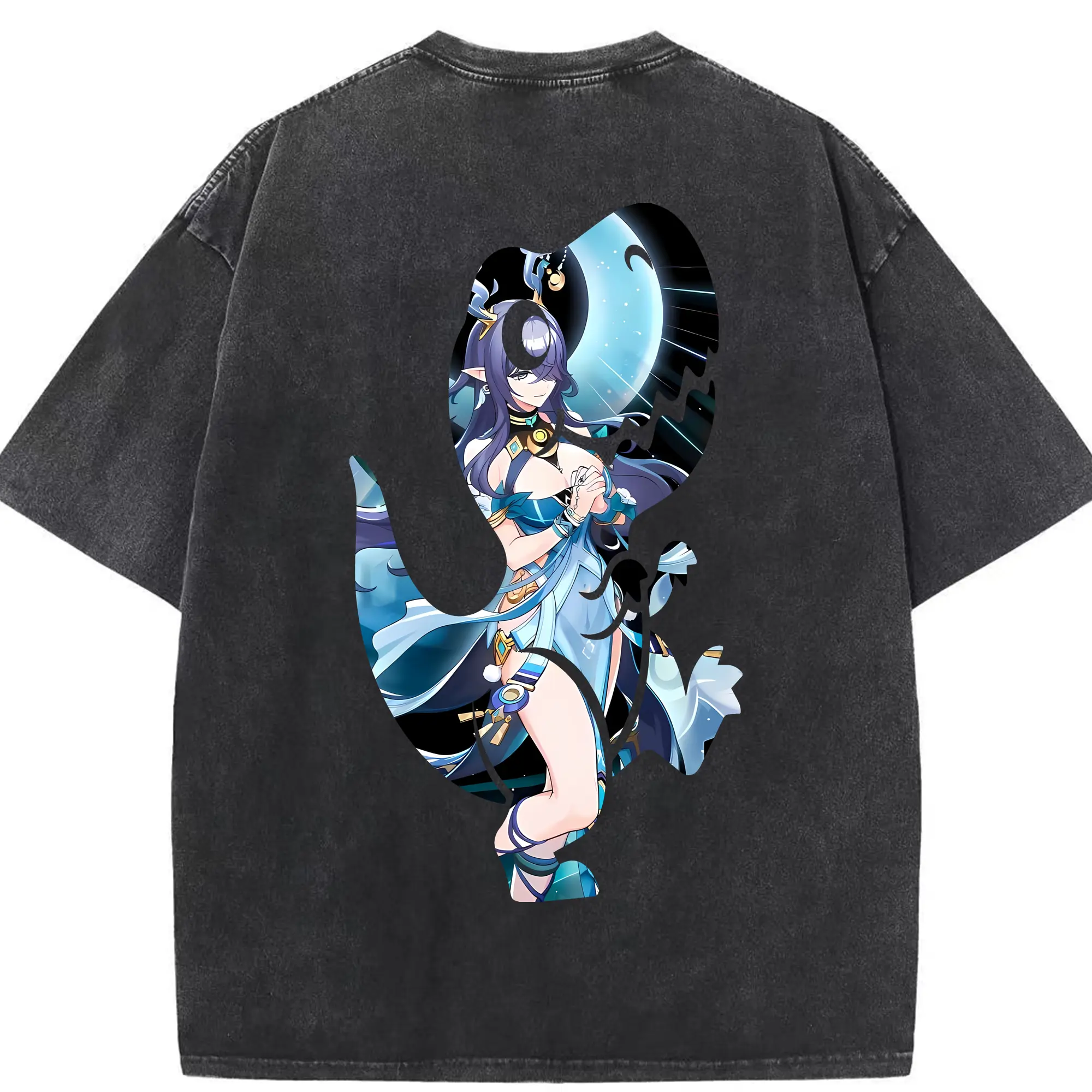 原 神 グッズ ラウマ - 綿100％ ヴィンテージ風 半袖Tシャツ ・ 背面プリント ・ 柔らか肌触り ・ 通気性 快適 ・ スポーツ カジュアル 外出用