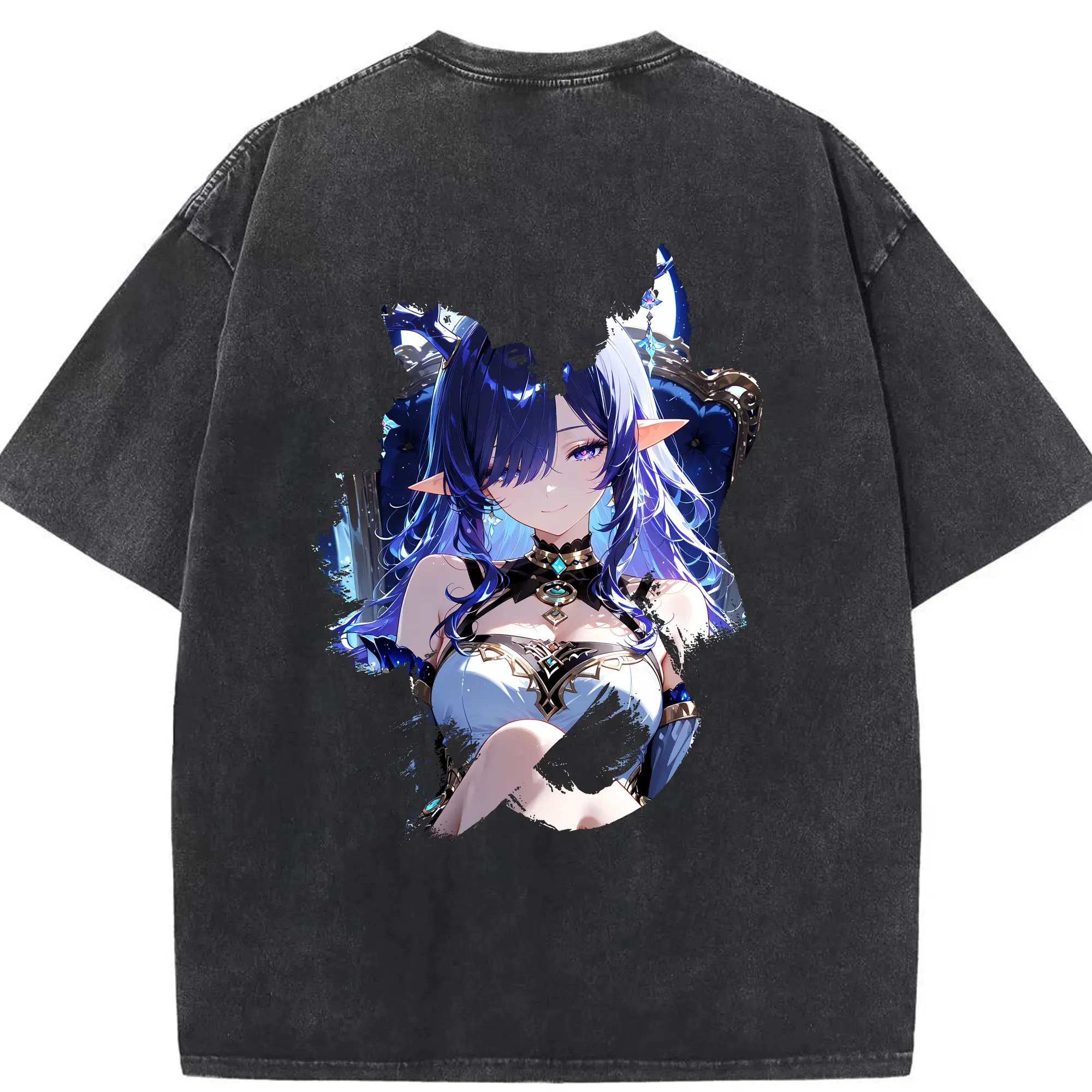 原 神 グッズ ラウマ - 綿100％ ヴィンテージ風 半袖Tシャツ ・ 背面プリント ・ 柔らか肌触り ・ 通気性 快適 ・ スポーツ カジュアル 外出用