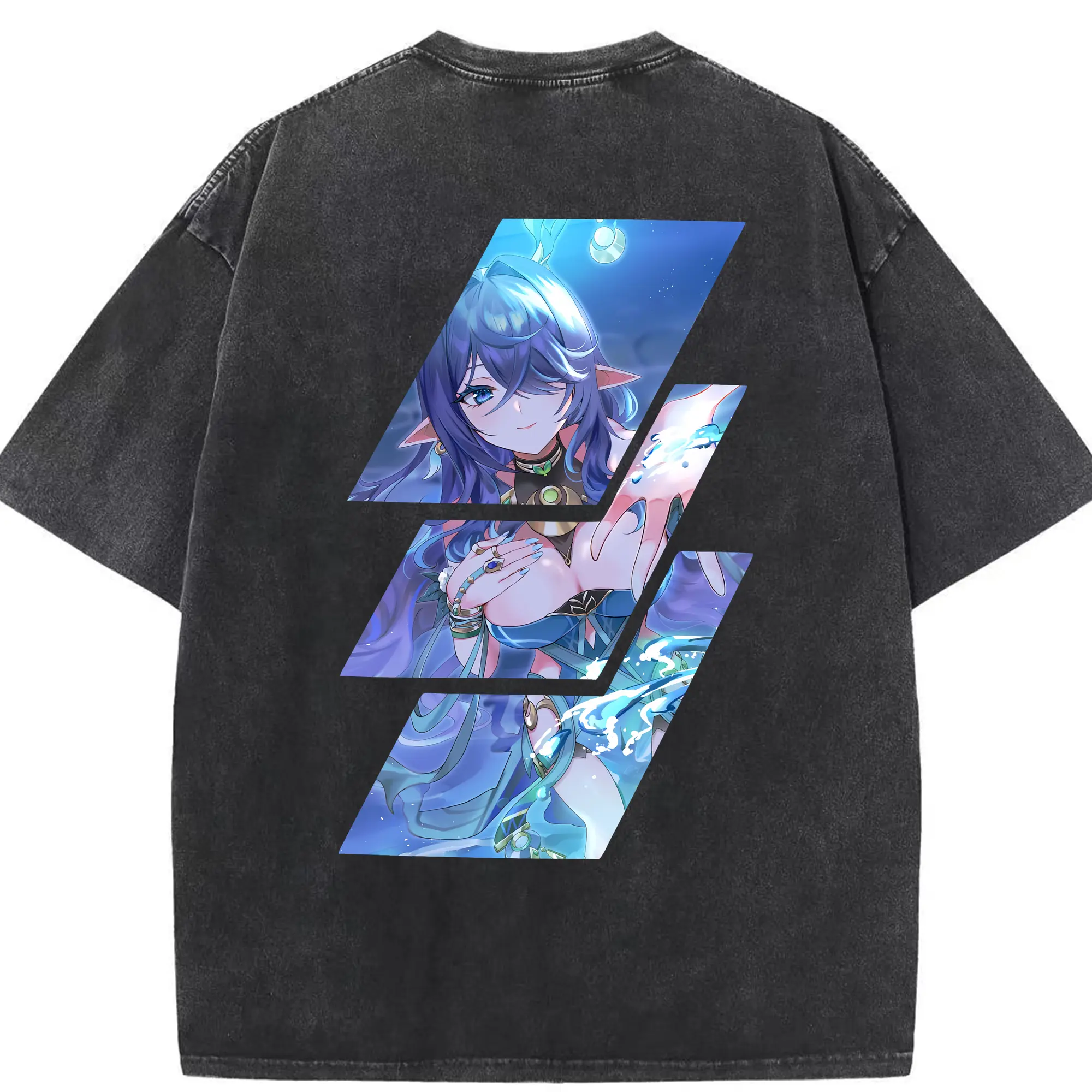 原 神 グッズ ラウマ - 綿100％ ヴィンテージ風 半袖Tシャツ ・ 背面プリント ・ 柔らか肌触り ・ 通気性 快適 ・ スポーツ カジュアル 外出用