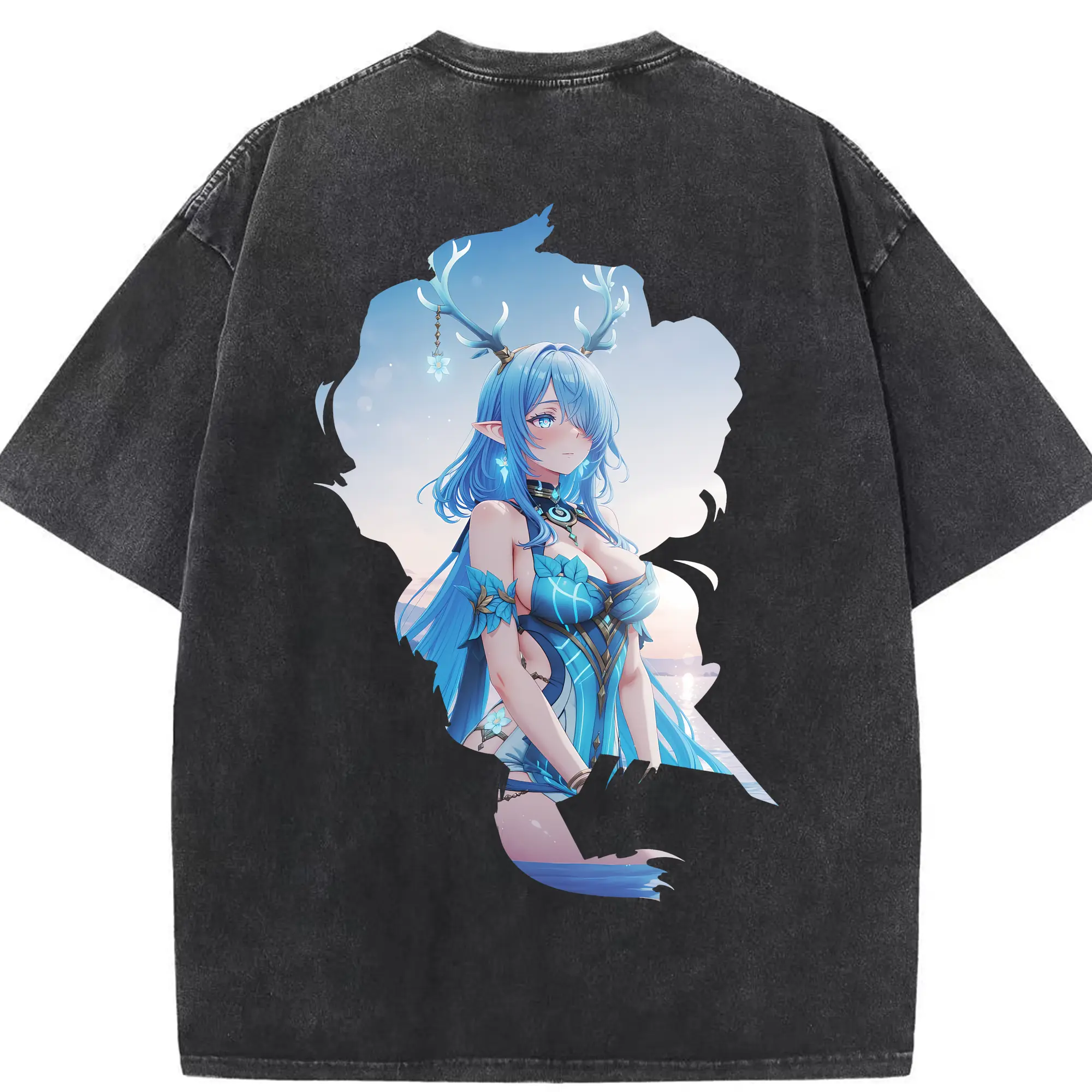 原 神 グッズ ラウマ - 綿100％ ヴィンテージ風 半袖Tシャツ ・ 背面プリント ・ 柔らか肌触り ・ 通気性 快適 ・ スポーツ カジュアル 外出用