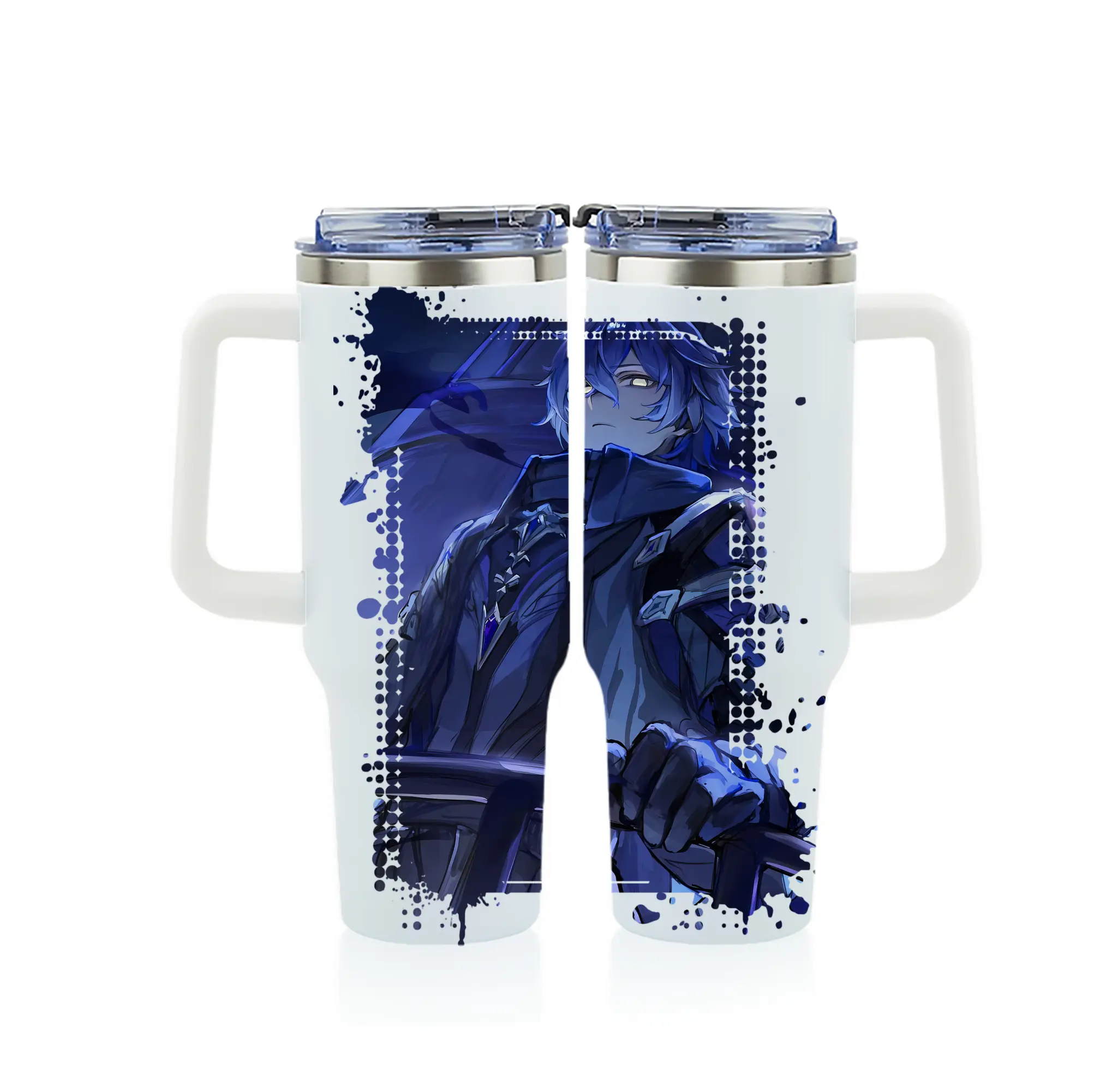 原 神 グッズ フリンズ - 1200mL フルプリント車用タンブラー ・ 304ステンレス 内側 ・ 201ステンレス 外側 ・ 保温 保冷 ・ 通勤 ドライブ アウトドア用