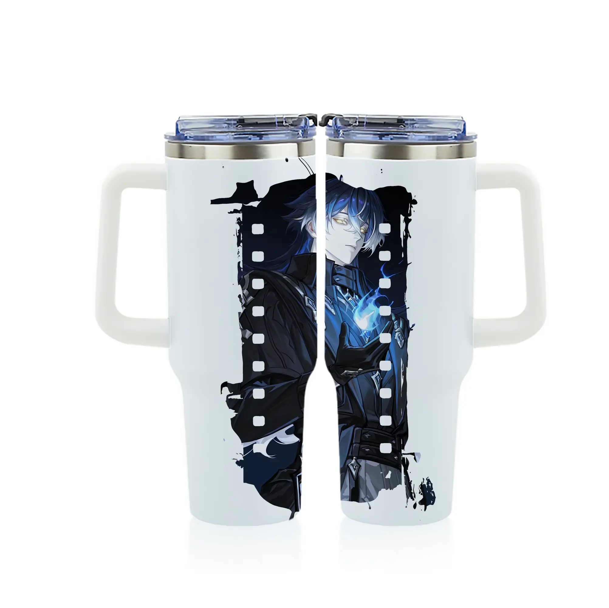 原 神 グッズ フリンズ - 1200mL フルプリント車用タンブラー ・ 304ステンレス 内側 ・ 201ステンレス 外側 ・ 保温 保冷 ・ 通勤 ドライブ アウトドア用