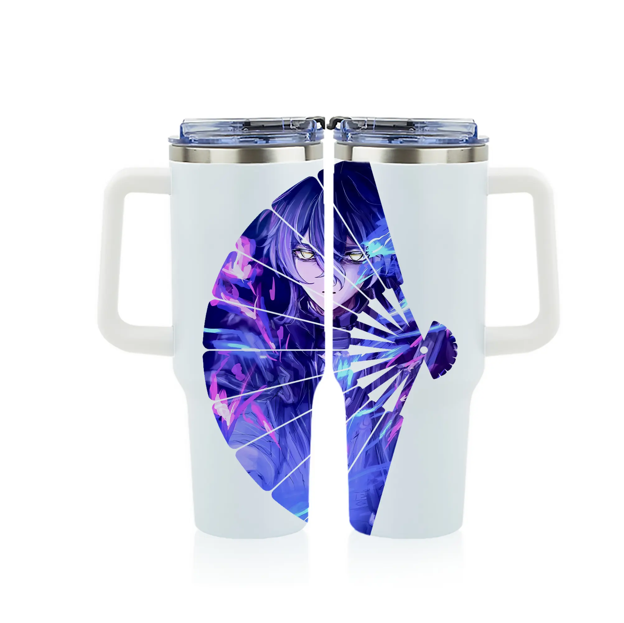 原 神 グッズ フリンズ - 1200mL フルプリント車用タンブラー ・ 304ステンレス 内側 ・ 201ステンレス 外側 ・ 保温 保冷 ・ 通勤 ドライブ アウトドア用