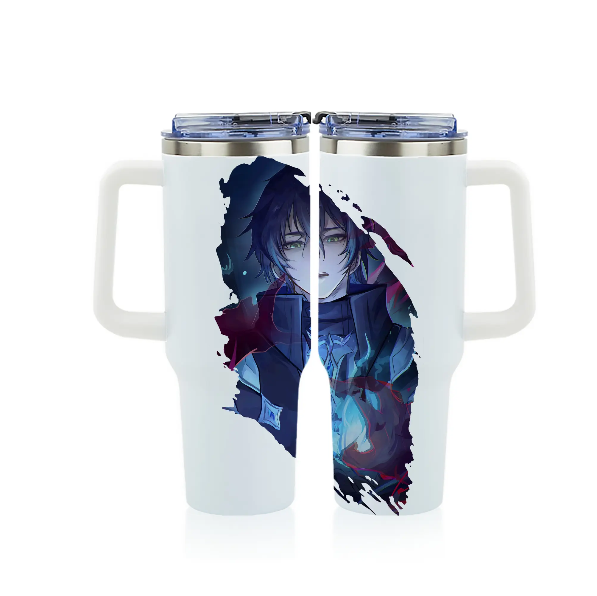 原 神 グッズ フリンズ - 1200mL フルプリント車用タンブラー ・ 304ステンレス 内側 ・ 201ステンレス 外側 ・ 保温 保冷 ・ 通勤 ドライブ アウトドア用