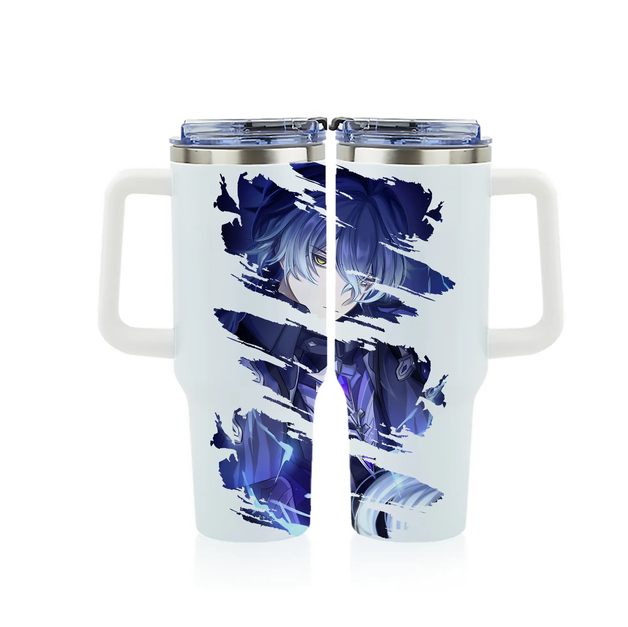 原 神 グッズ フリンズ - 1200mL フルプリント車用タンブラー ・ 304ステンレス 内側 ・ 201ステンレス 外側 ・ 保温 保冷 ・ 通勤 ドライブ アウトドア用