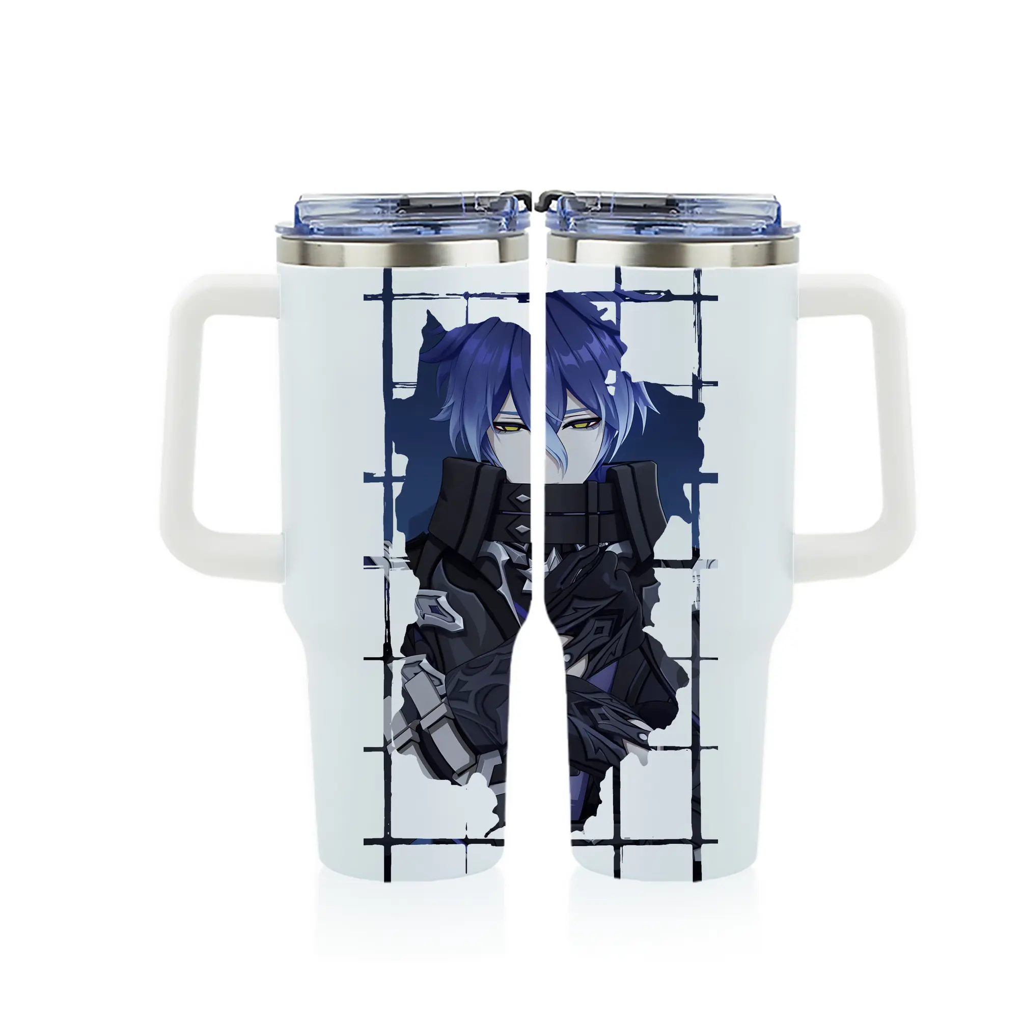 原 神 グッズ フリンズ - 1200mL フルプリント車用タンブラー ・ 304ステンレス 内側 ・ 201ステンレス 外側 ・ 保温 保冷 ・ 通勤 ドライブ アウトドア用