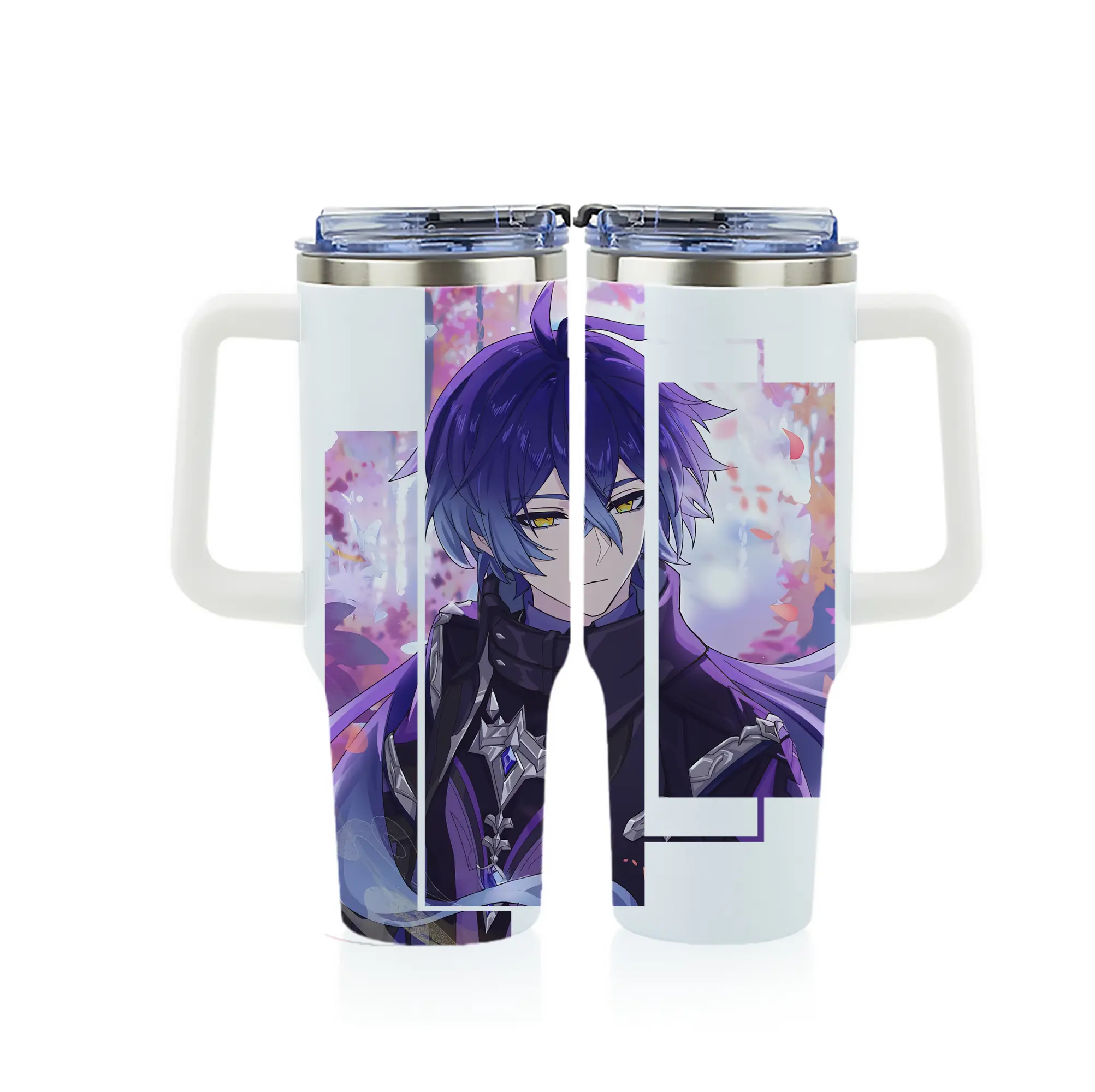 原 神 グッズ フリンズ - 1200mL フルプリント車用タンブラー ・ 304ステンレス 内側 ・ 201ステンレス 外側 ・ 保温 保冷 ・ 通勤 ドライブ アウトドア用