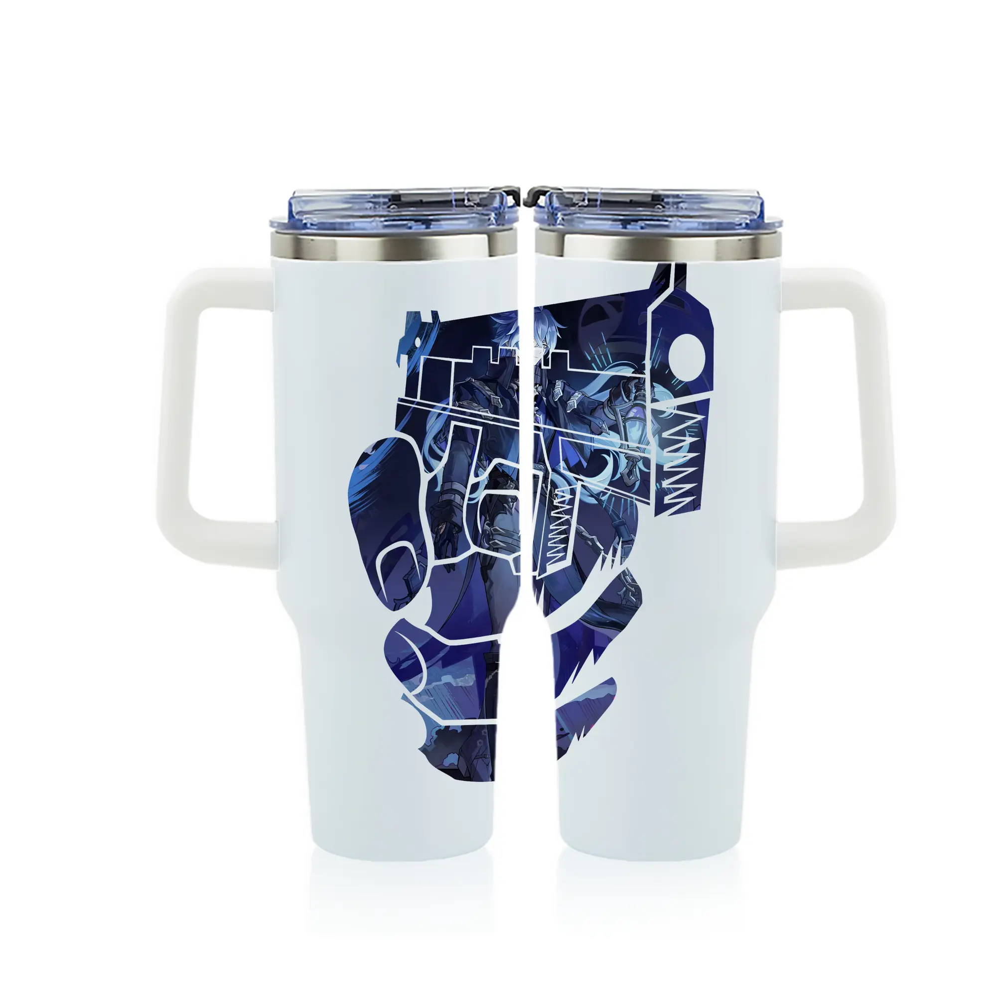 原 神 グッズ フリンズ - 1200mL フルプリント車用タンブラー ・ 304ステンレス 内側 ・ 201ステンレス 外側 ・ 保温 保冷 ・ 通勤 ドライブ アウトドア用