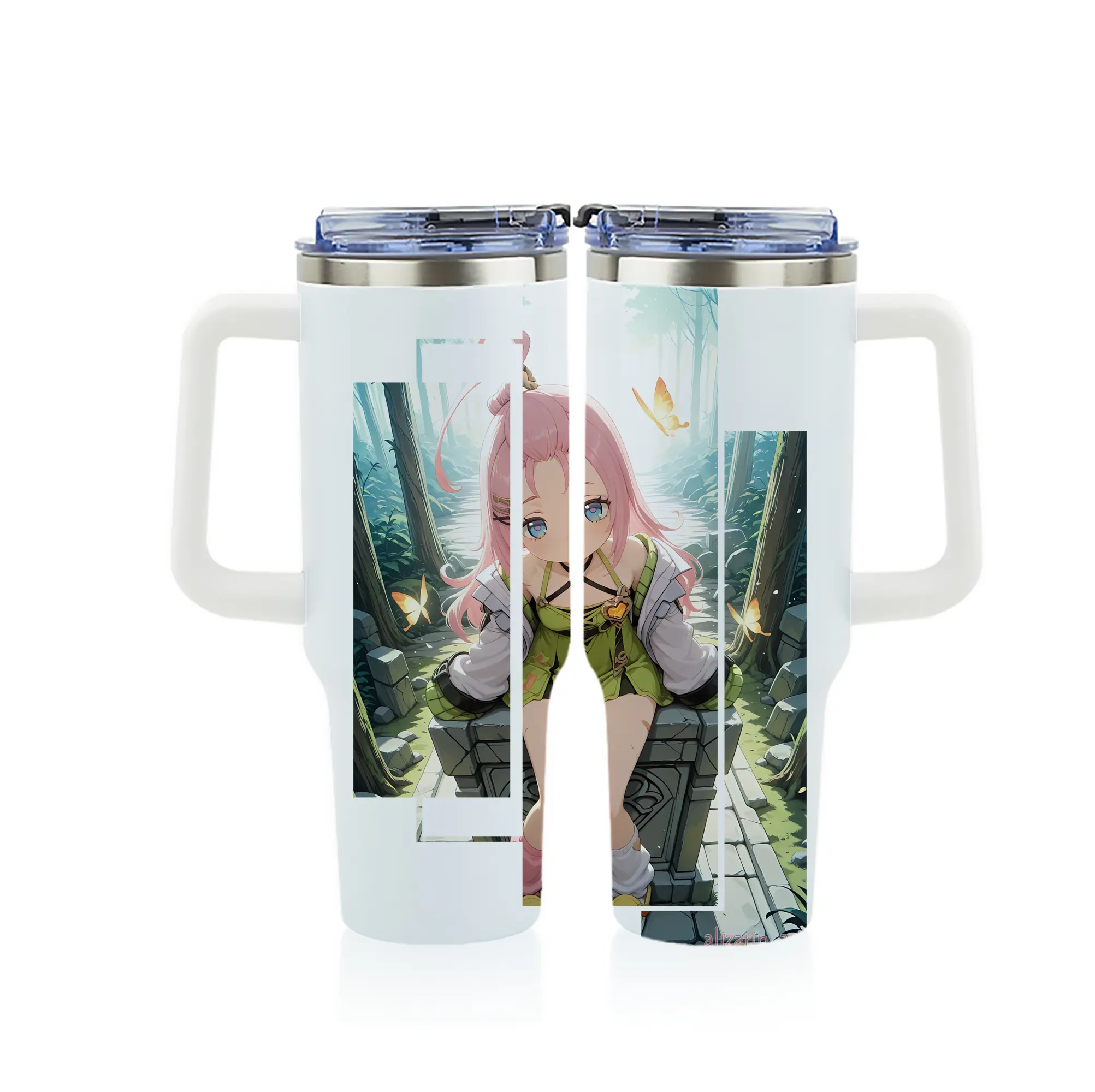 原 神 グッズ アイノ - 1200mL フルプリント車用タンブラー ・ 304ステンレス 内側 ・ 201ステンレス 外側 ・ 保温 保冷 ・ 通勤 ドライブ アウトドア用